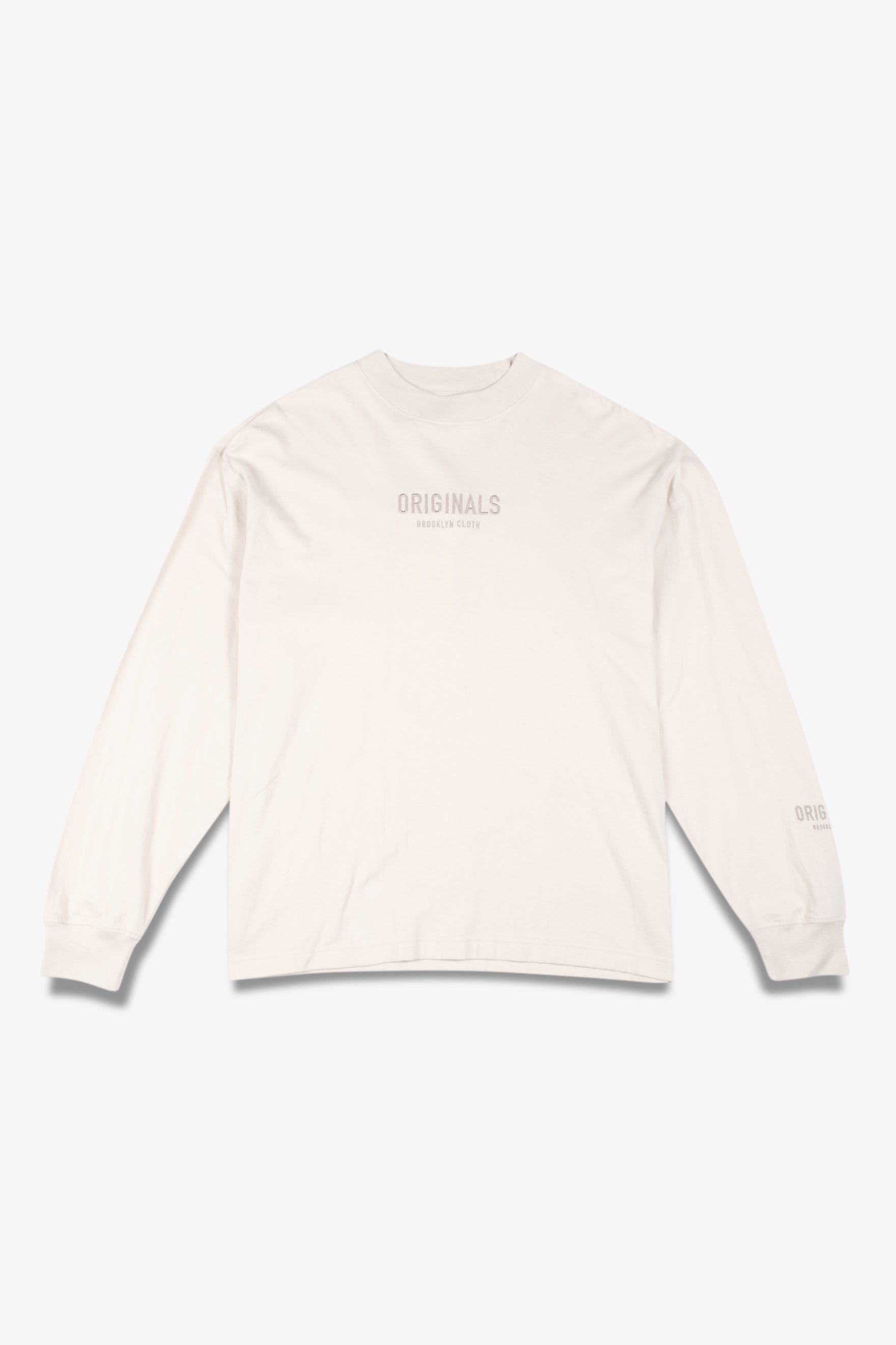 Soft cotton Tonal Embroidered Originals Long Sleeve Tee with embroidered logo
#color_pumice-stone