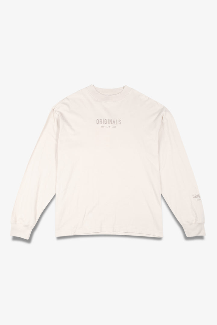 Soft cotton Tonal Embroidered Originals Long Sleeve Tee with embroidered logo
#color_pumice-stone