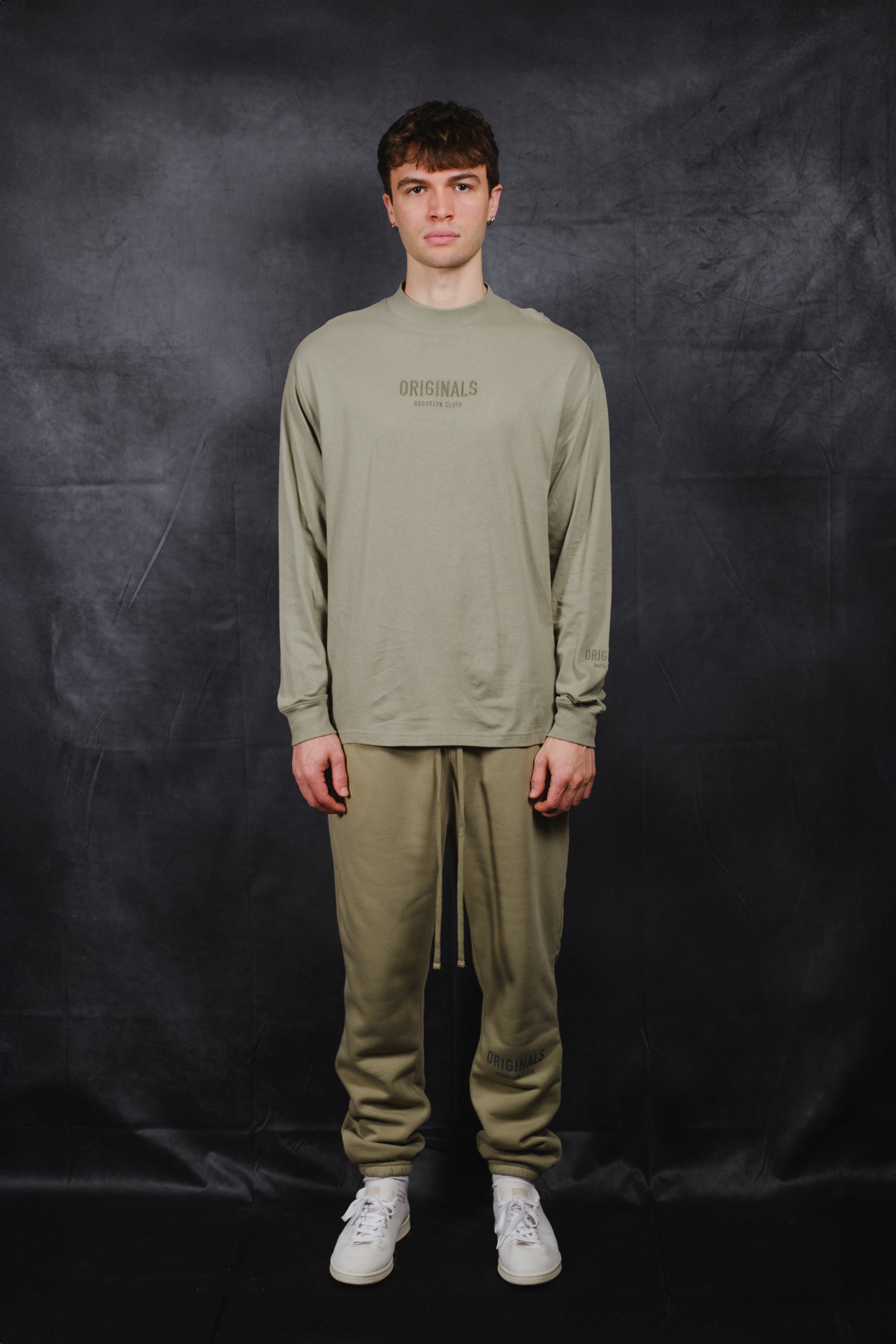 Tonal Embroidered Originals Long Sleeve Tee
#color_sage