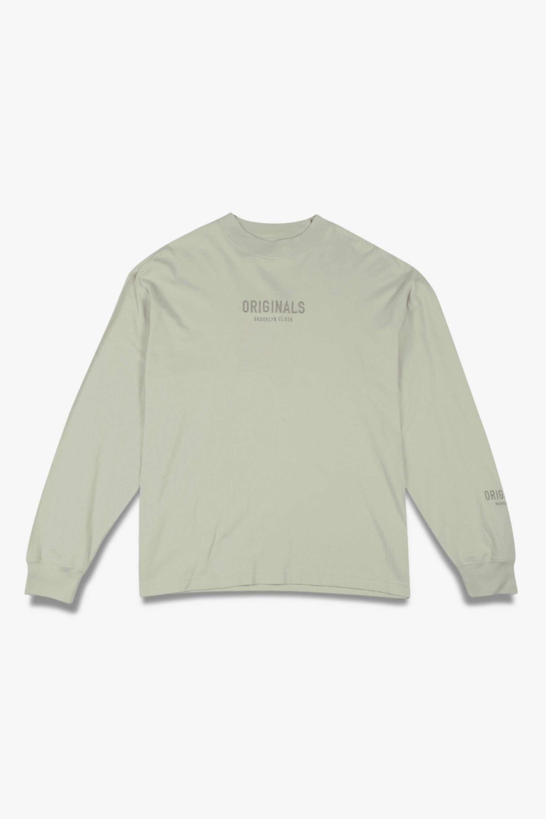 Men’s long sleeve cotton tee with tonal embroidery
#color_sage