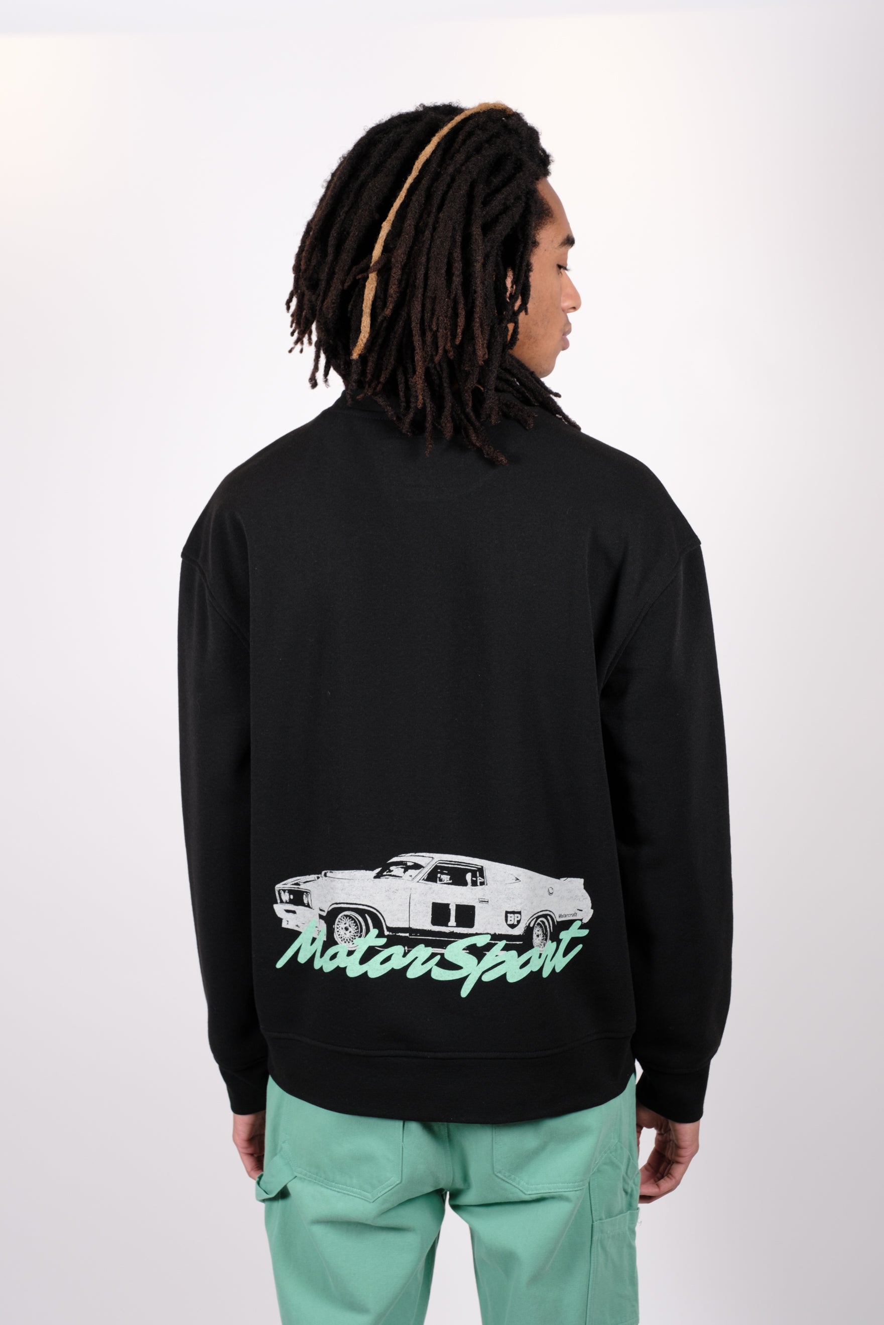 Most Wanted Motorsport crew neck sweatshirt with bold graphics
#color_black