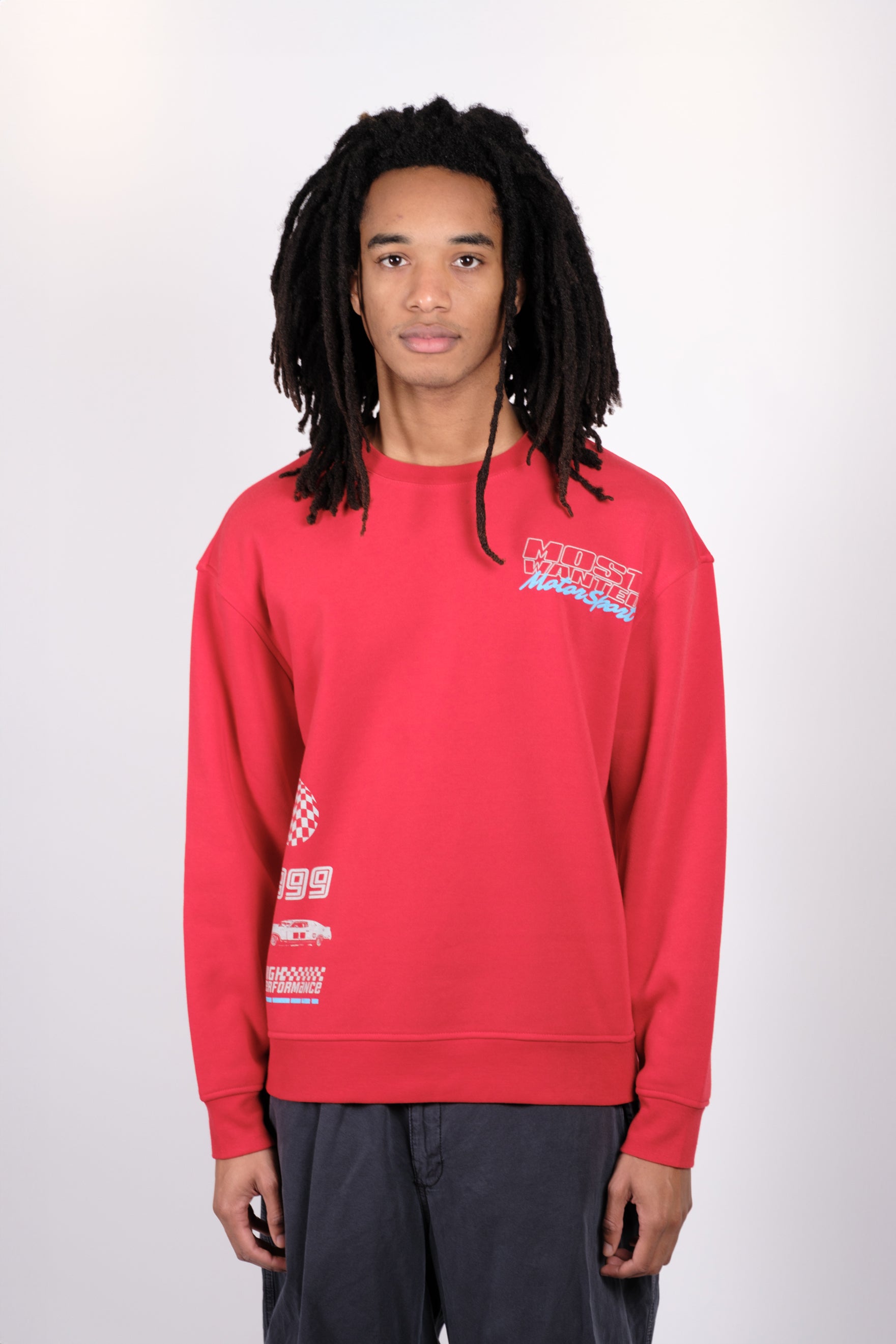 Most Wanted Motorsport sweatshirt with crew neck by Brooklyn Cloth
#color_red