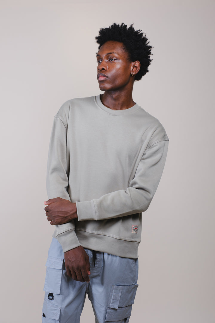Contrast-Stitched Relaxed Crewneck
#color_sage