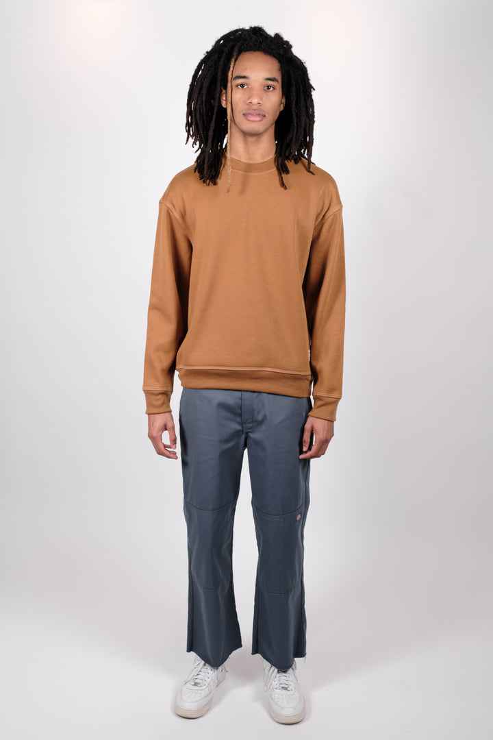 Two-Tone Stitch Detail Crewneck Sweatshirt 
#color_tobacco