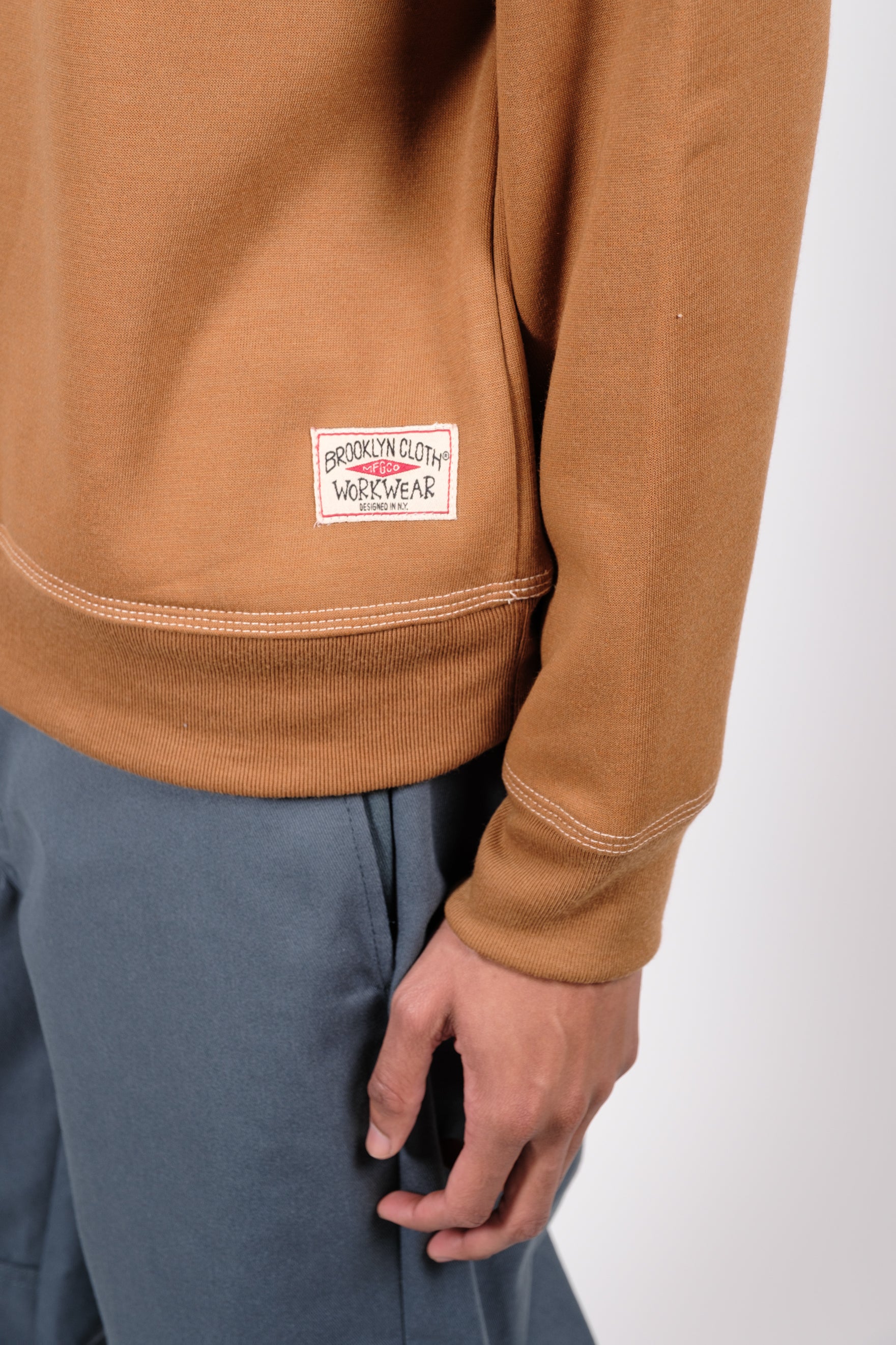 Stylish Contrast Stitch Crewneck Sweater
#color_tobacco