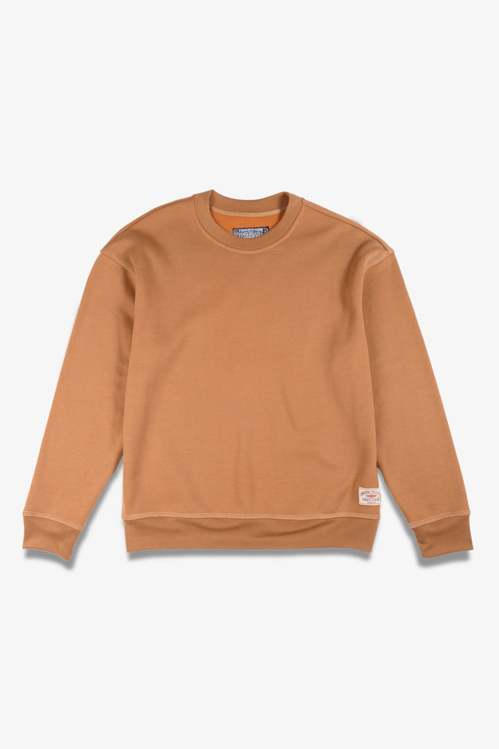 contrast stitch crewneck sweatshirt
#color_tobacco