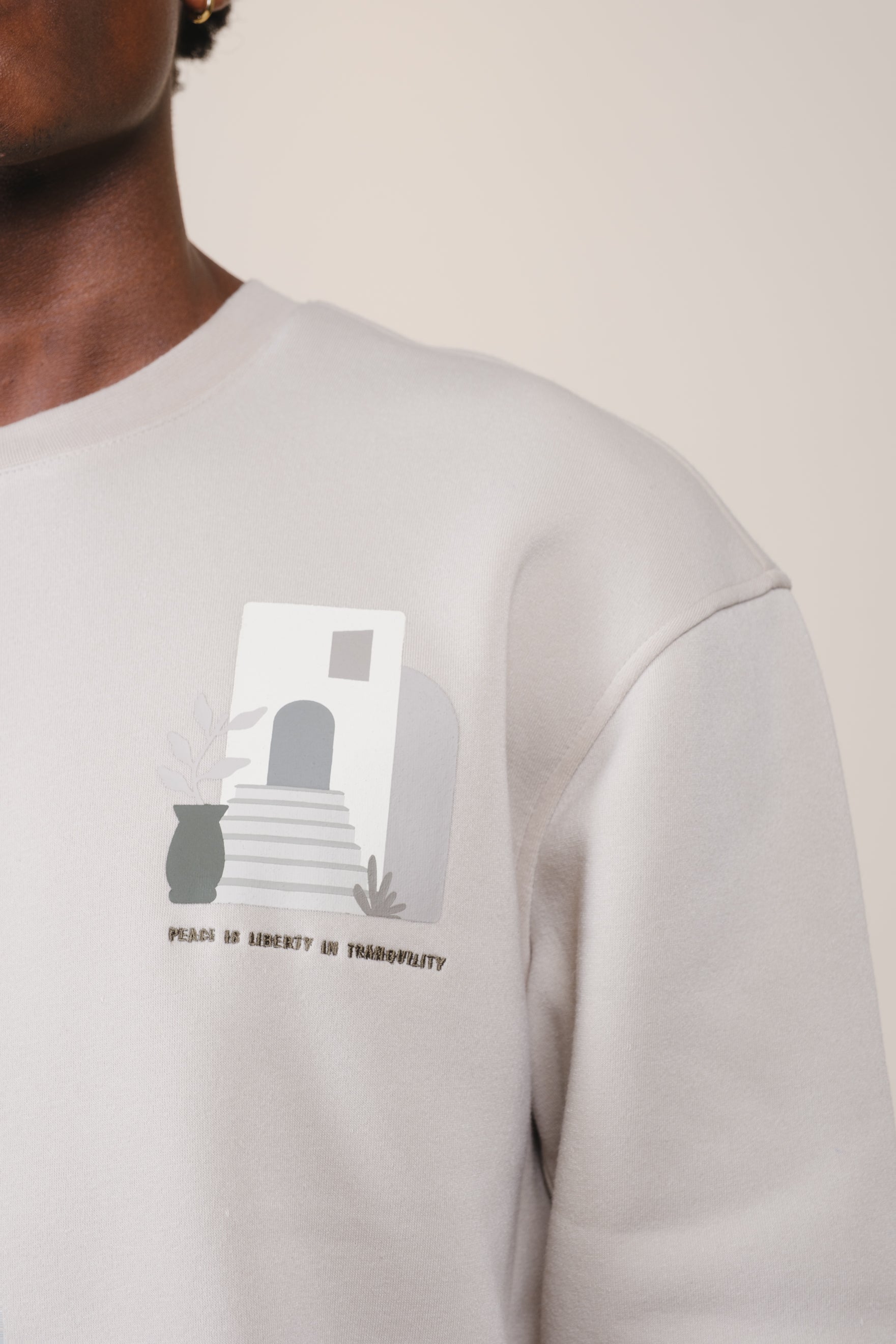 Brooklyn Cloth sweatshirt with gratitude inspired Thank You Have a Nice Day print
#color sand
