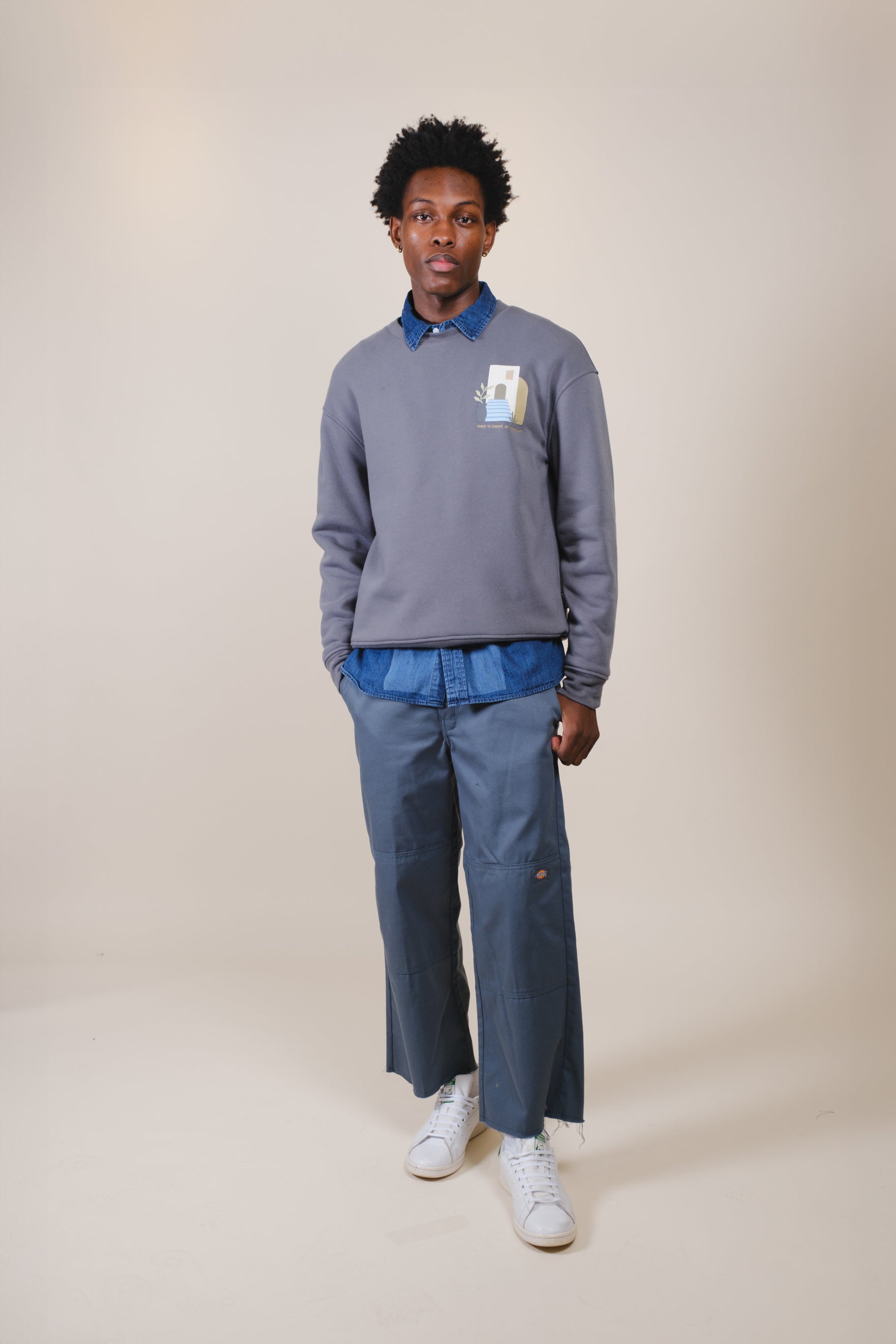 Positive message sweatshirt by Brooklyn Cloth: Thank You Have a Nice Day
#color_steel grey
