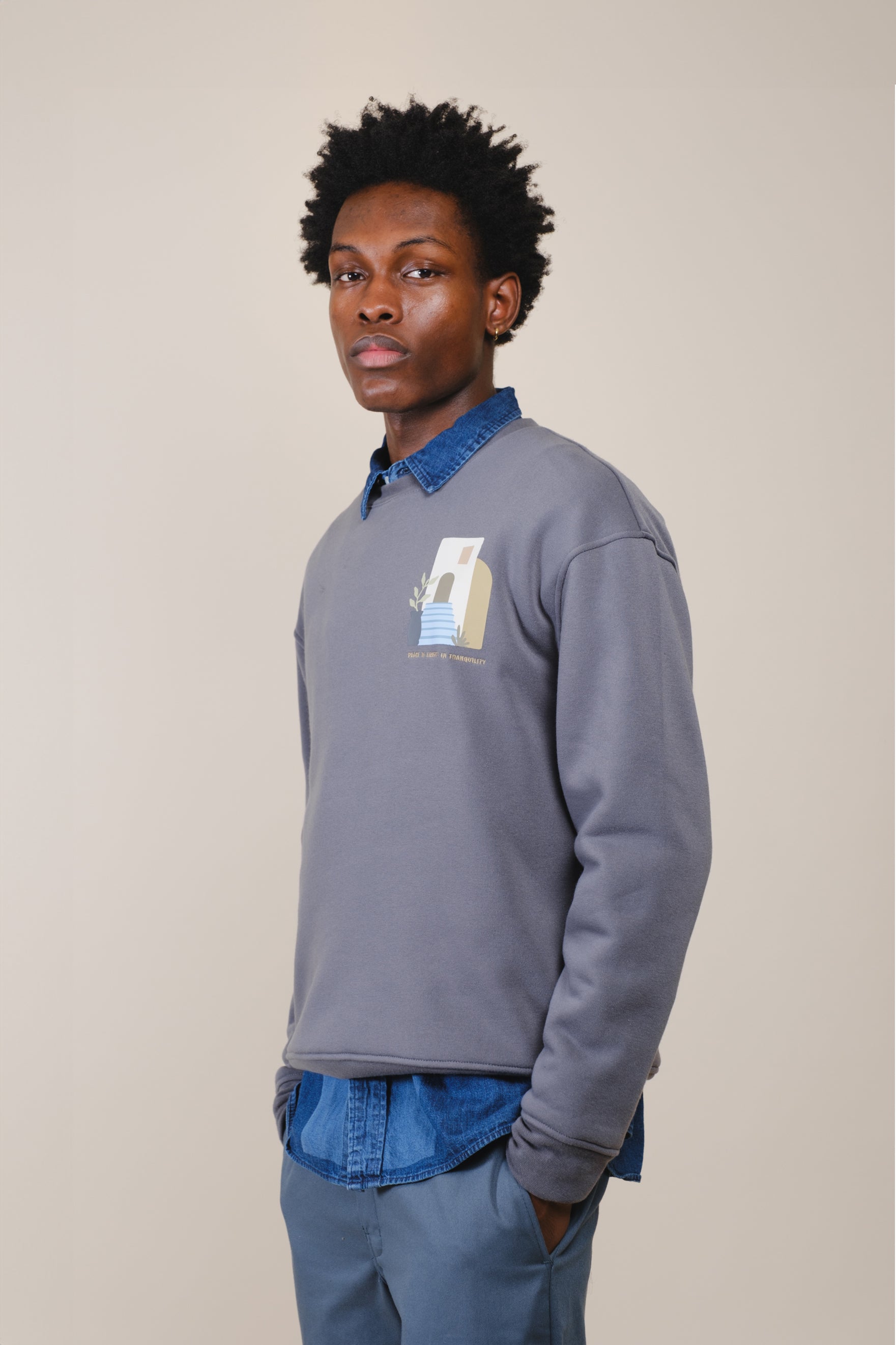 Brooklyn Cloth crew neck sweatshirt with Thank You Have a Nice Day design
#color_steel grey