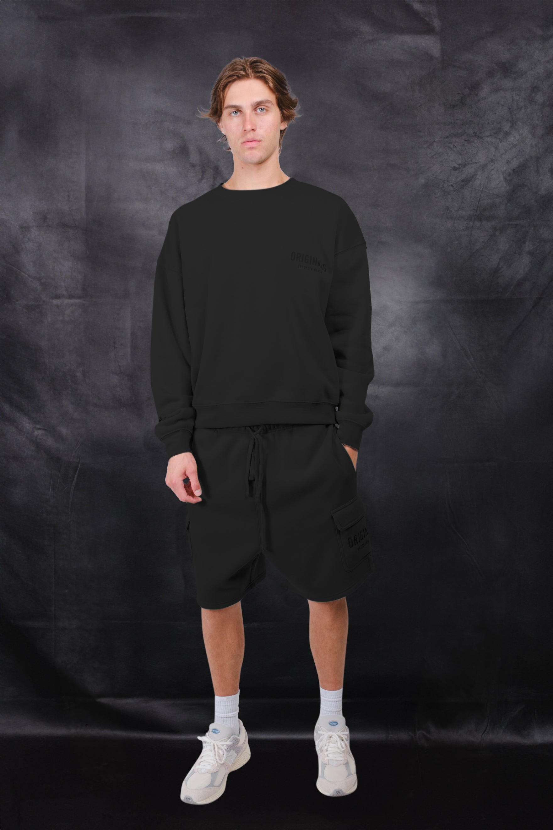 Stylish Originals Tonal Hd Fleece Crew with tonal embroidery on chest
#color_dusty black
