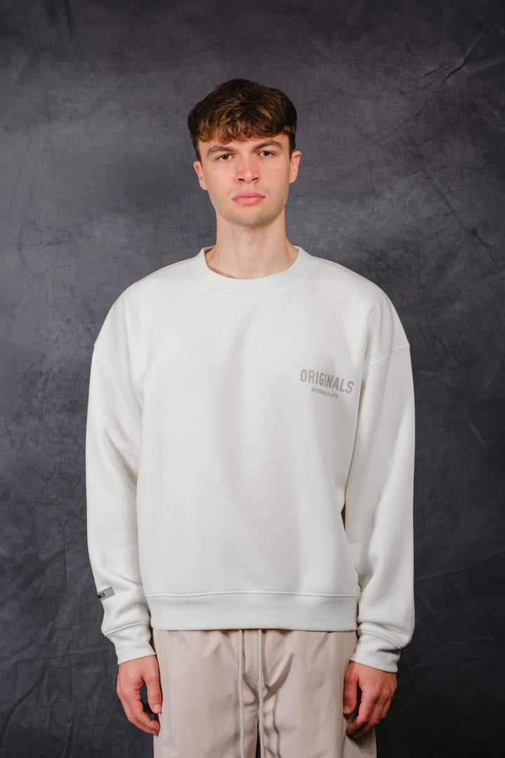 Originals Collection Tonal Hd Fleece Crew with textured print by Brooklyn Cloth
#color_cream