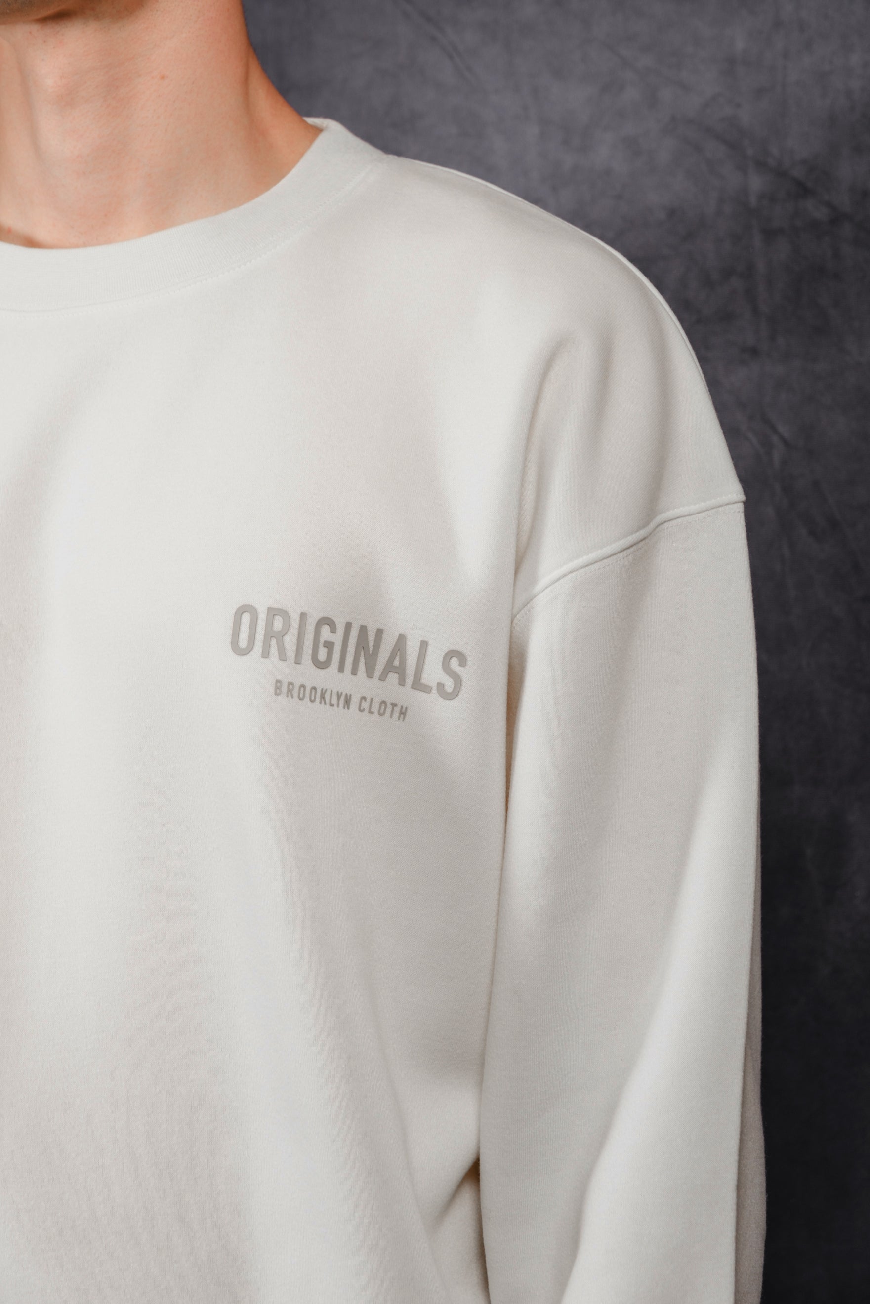 Brooklyn Cloth Originals Crew with Hd tonal embroidered logo
#color_cream