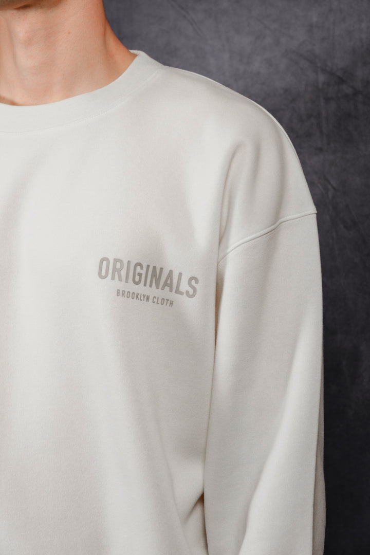 Brooklyn Cloth Originals Crew with Hd tonal embroidered logo
#color_cream
