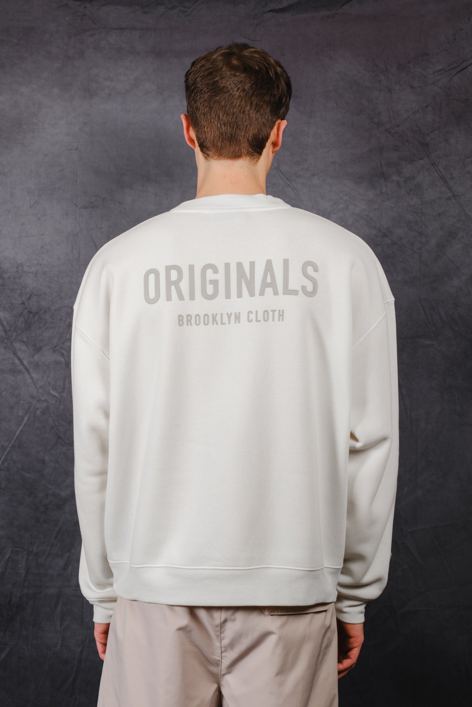 Soft fleece Originals Crew with Hd tonal texture from Brooklyn Cloth
#color_cream