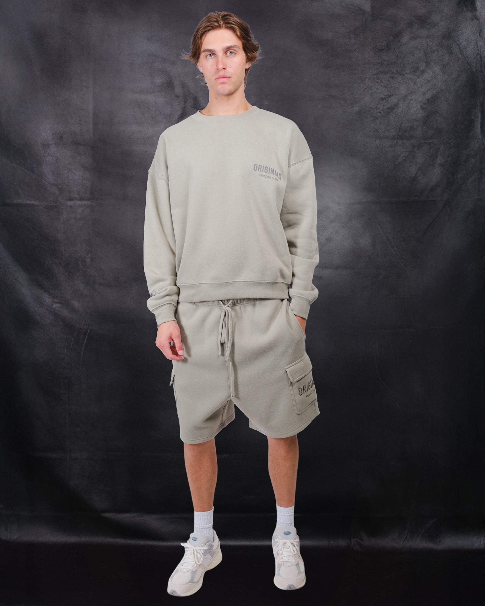 Oversized fit Originals Tonal Hd Fleece Crew by Brooklyn Cloth
#color_sage