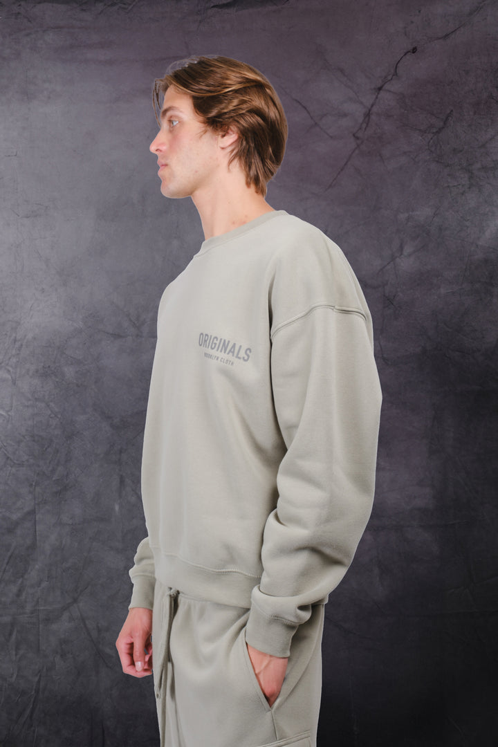 Brooklyn Cloth fleece crew with Originals Hd tonal textured logo
#color_sage