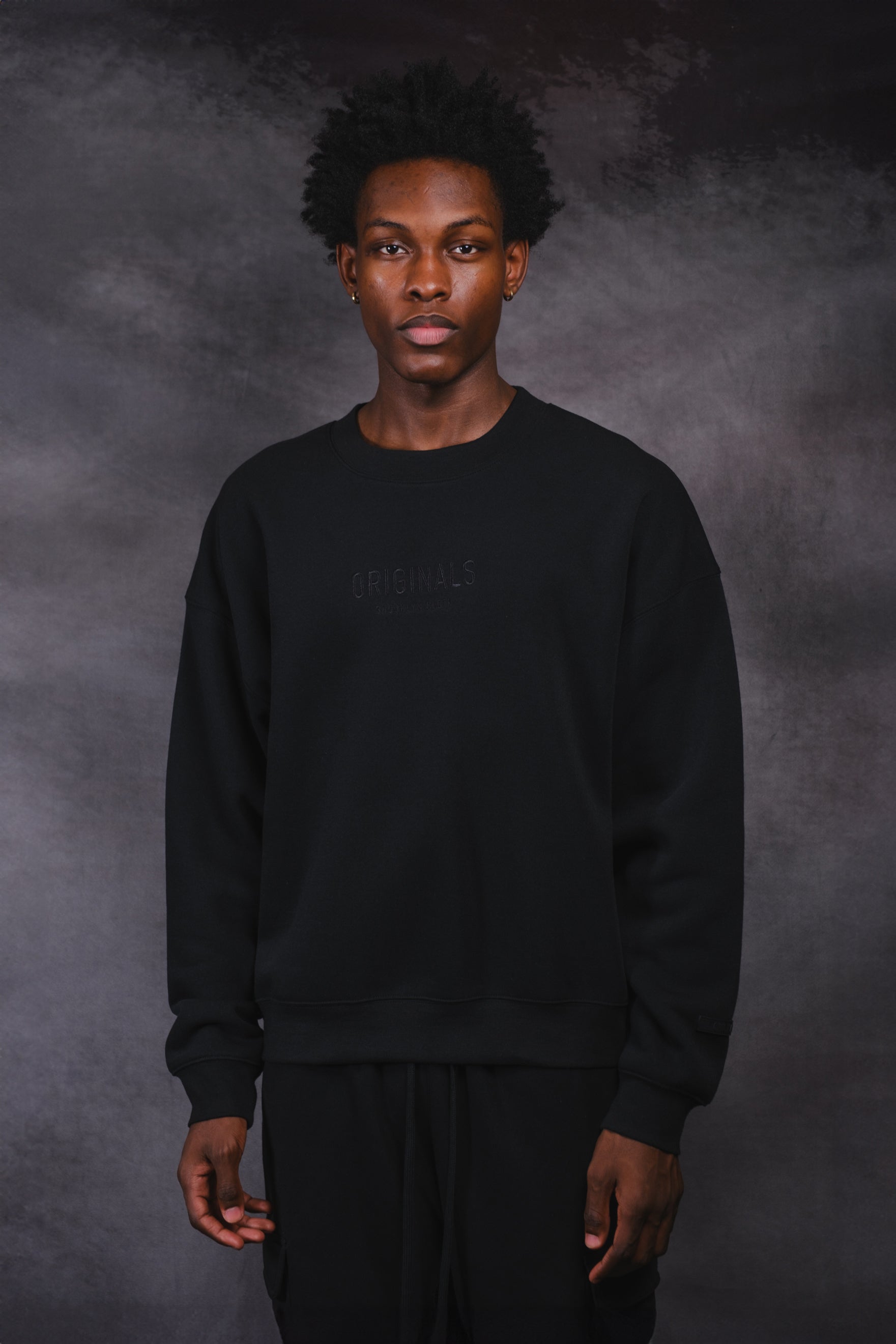 Soft Originals Crew Neck Sweatshirt with tonal embroidery by Brooklyn Cloth
#color_black