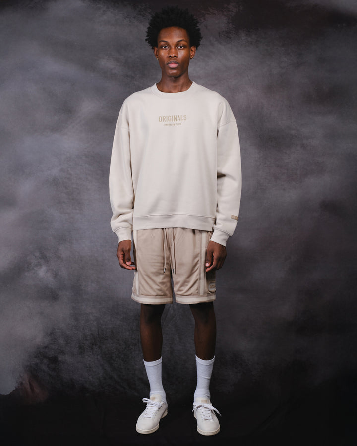 Men’s paneled basketball shorts with elastic waist 
#color_pumice-stone