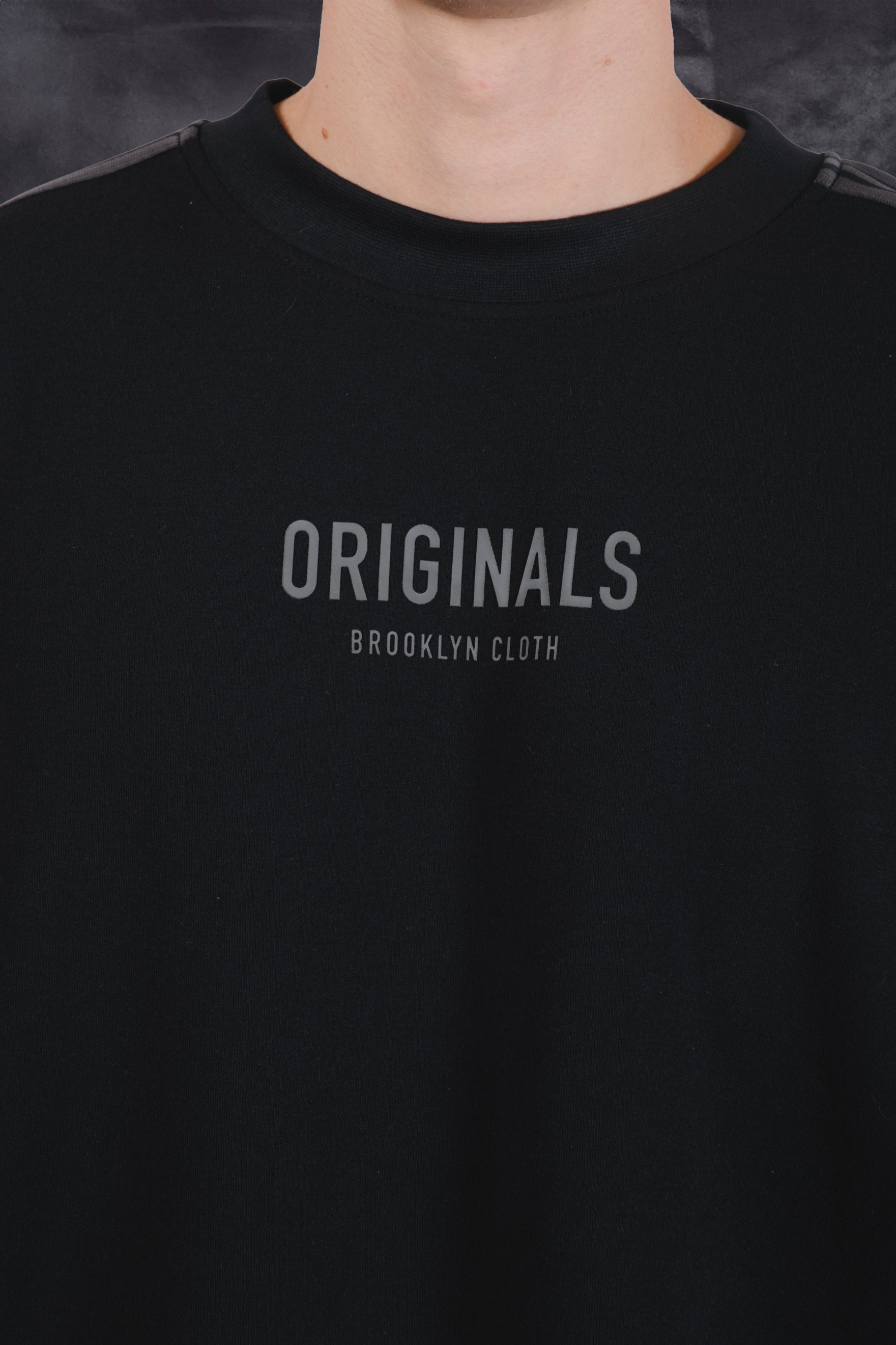 men's crewneck track sweatshirt in black with originals lettering #color_black