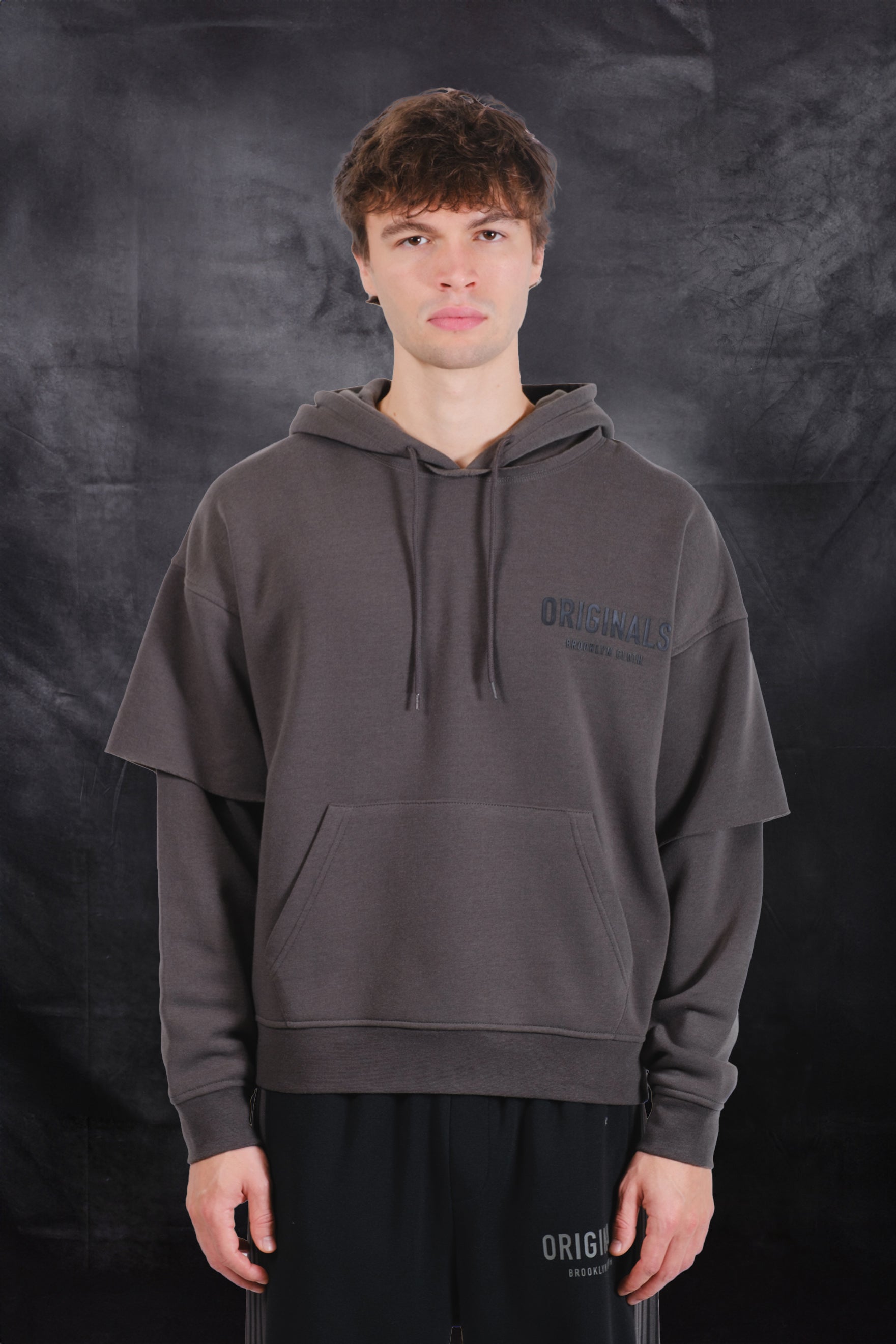 Men's black fleece hoodie #color_dusty black