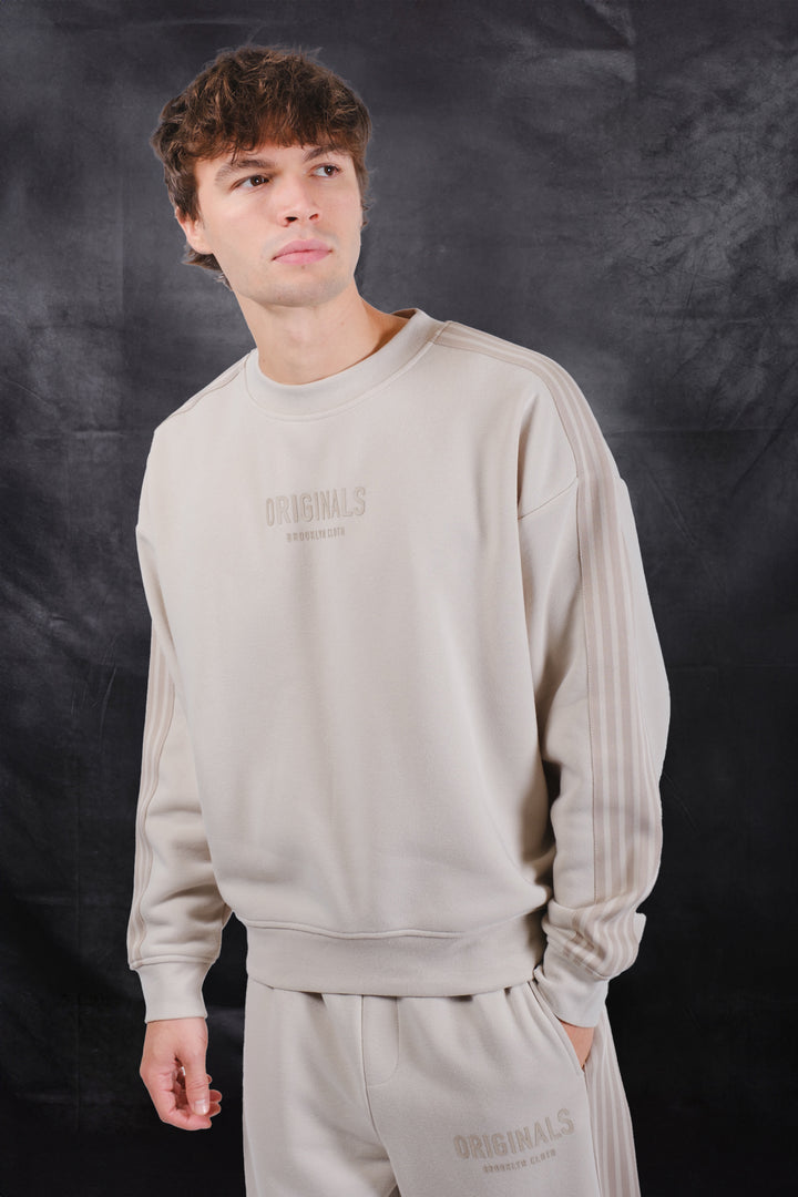 Crewneck track sweatshirt in sand #color_sand