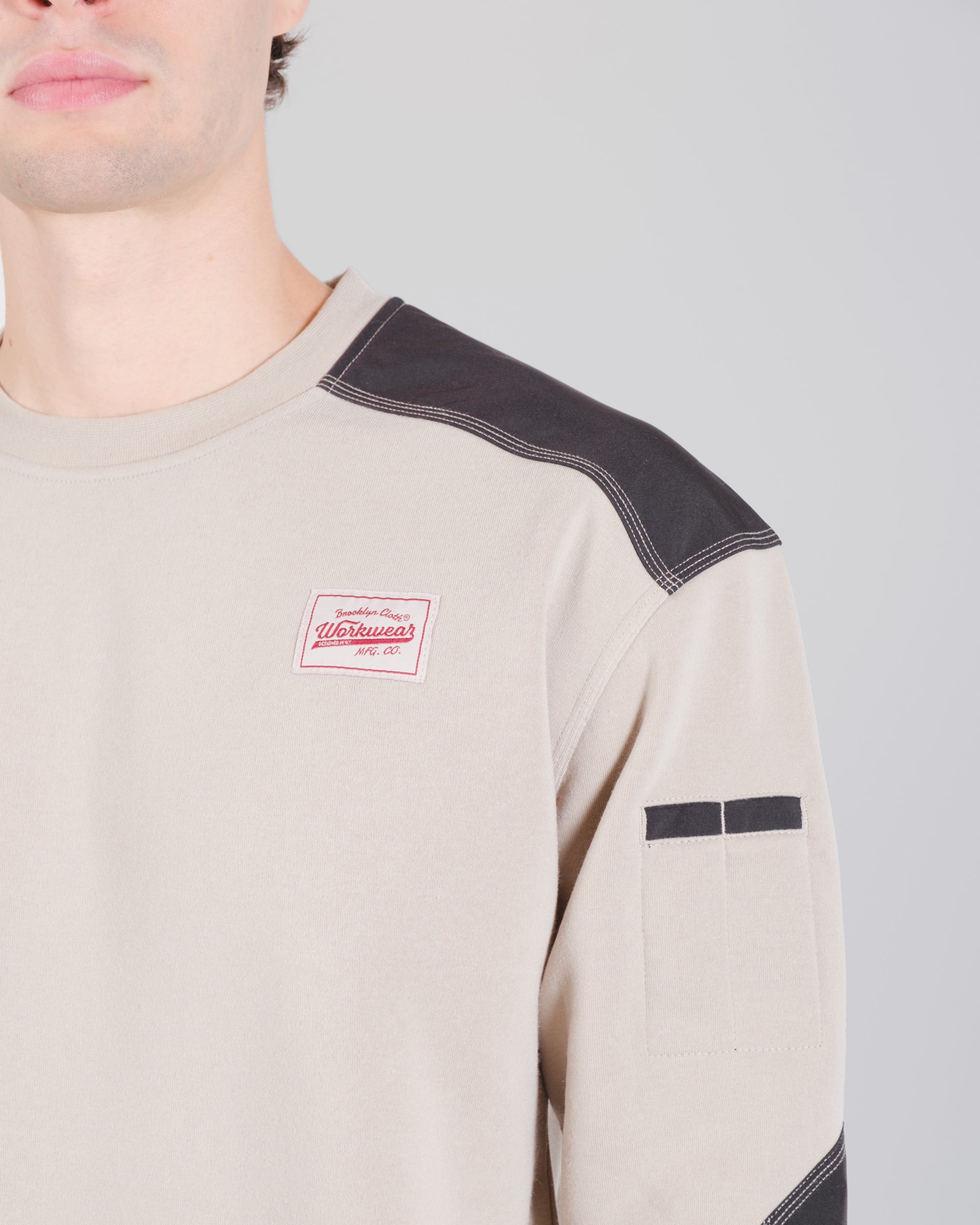 Workwear Blocked Fleece Crew | Men's Tops | Brooklyn Cloth