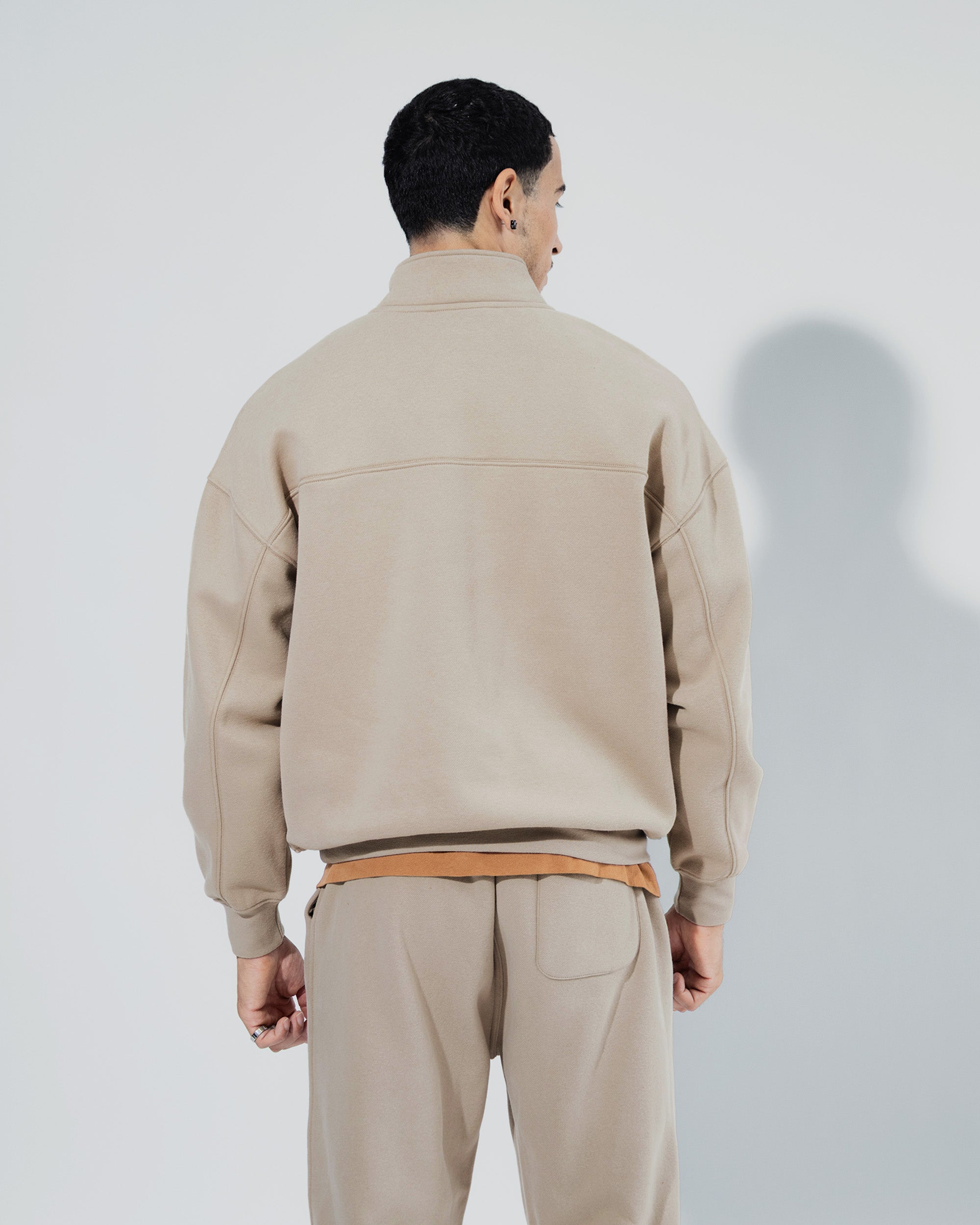 Heavy Weight Quarter Zip Pullover in Pumice stone