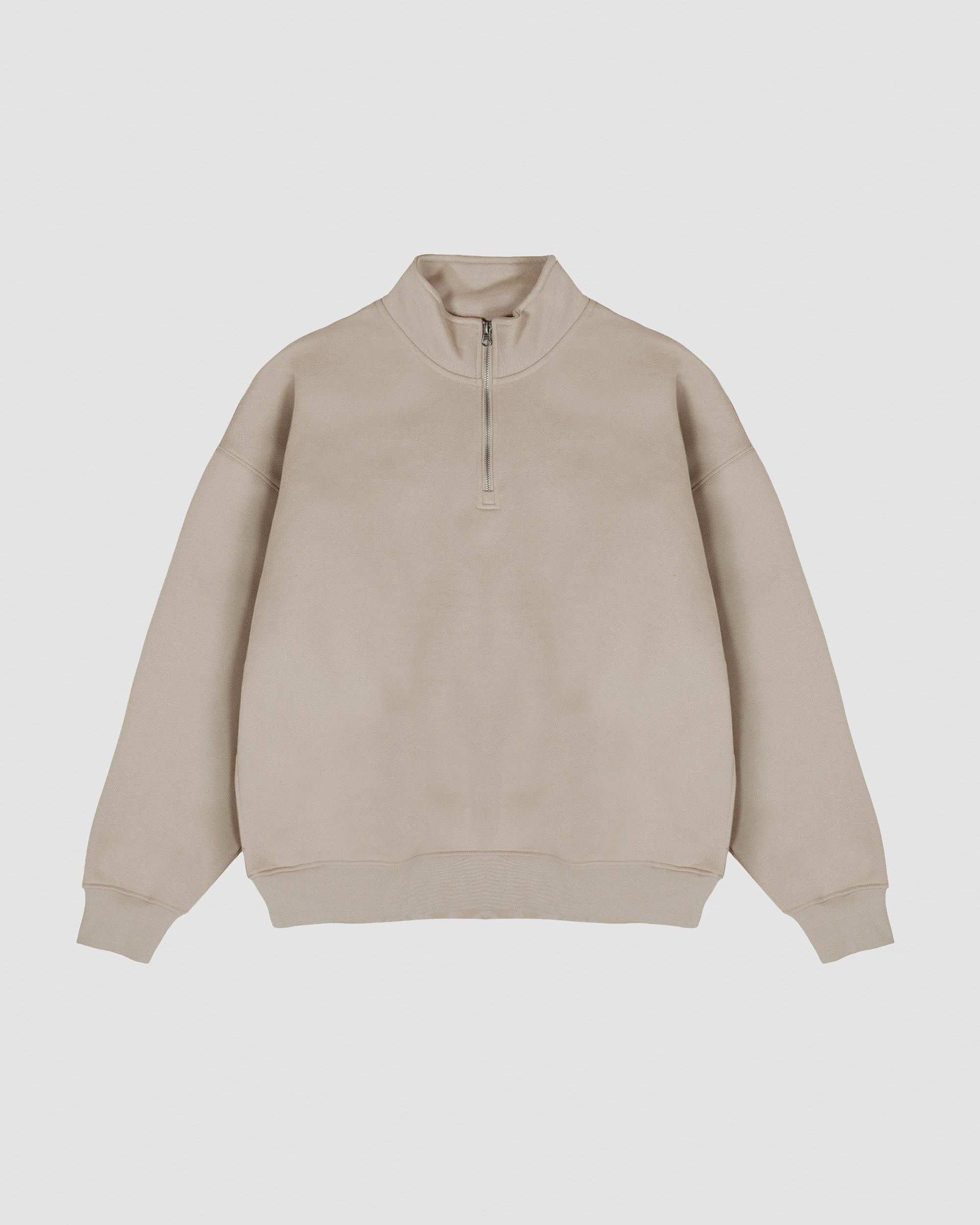Heavy Weight Quarter Zip Pullover in Pumice stone