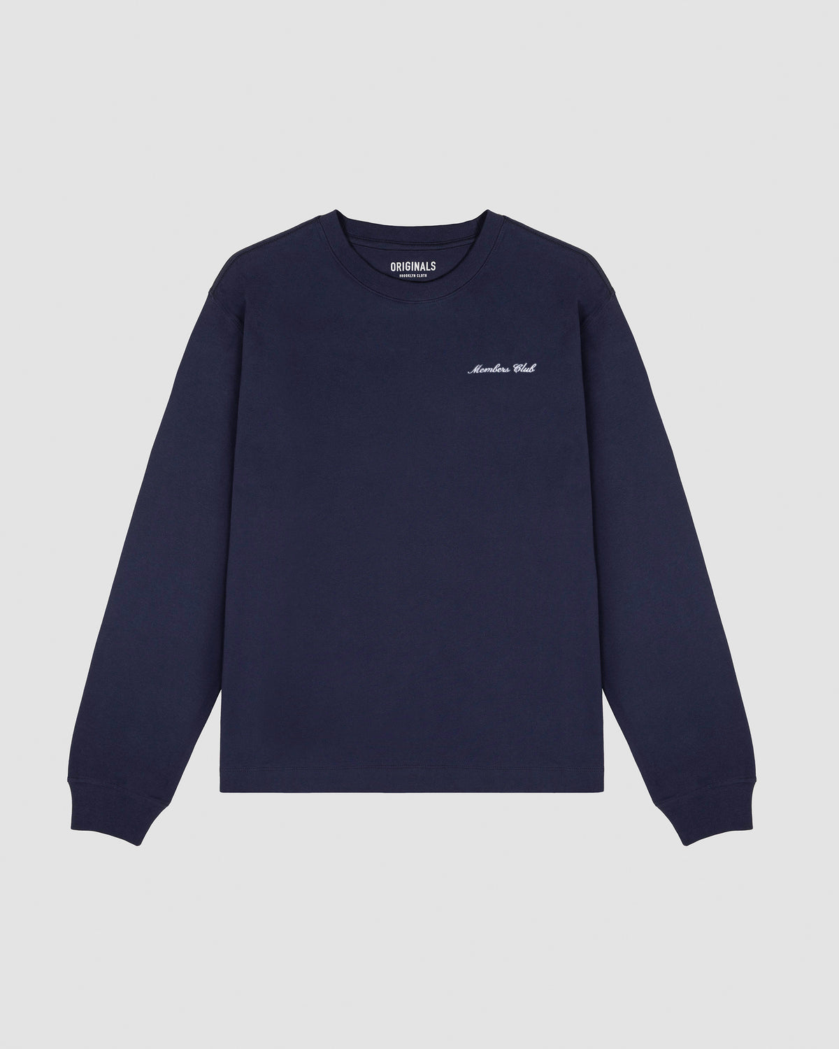 Members Club Embroidered Long Sleeve Tee in French navy