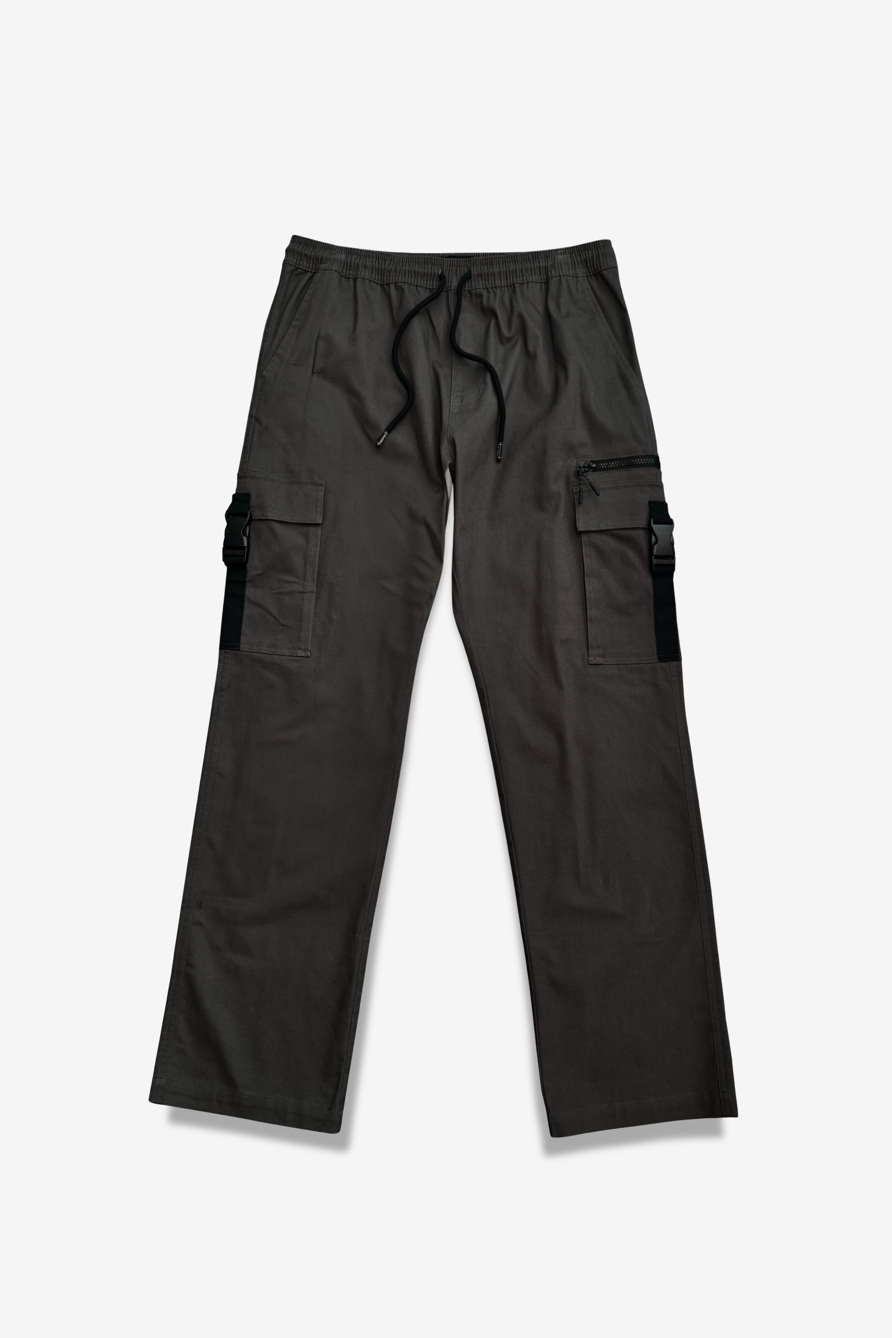 Zip Buckle Pocket Twill Cargo Pant for men 
#color_black