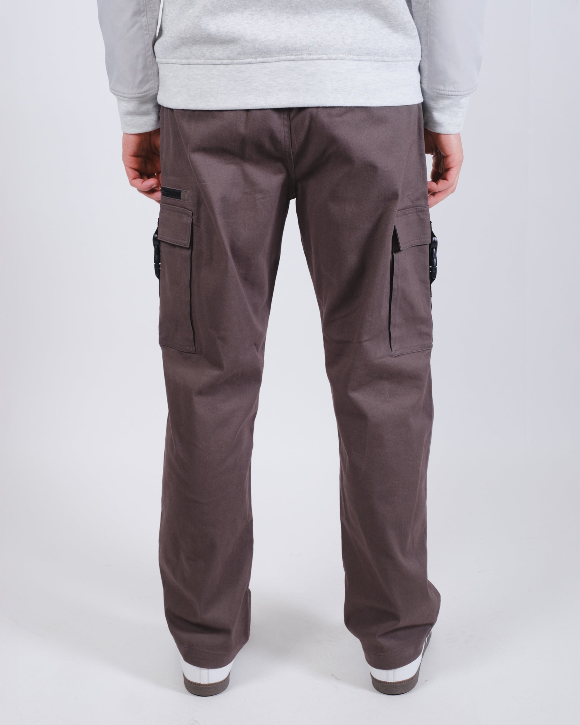 Men's stylish twill cargo pants with zip buckle pockets
#color_charcoal-grey