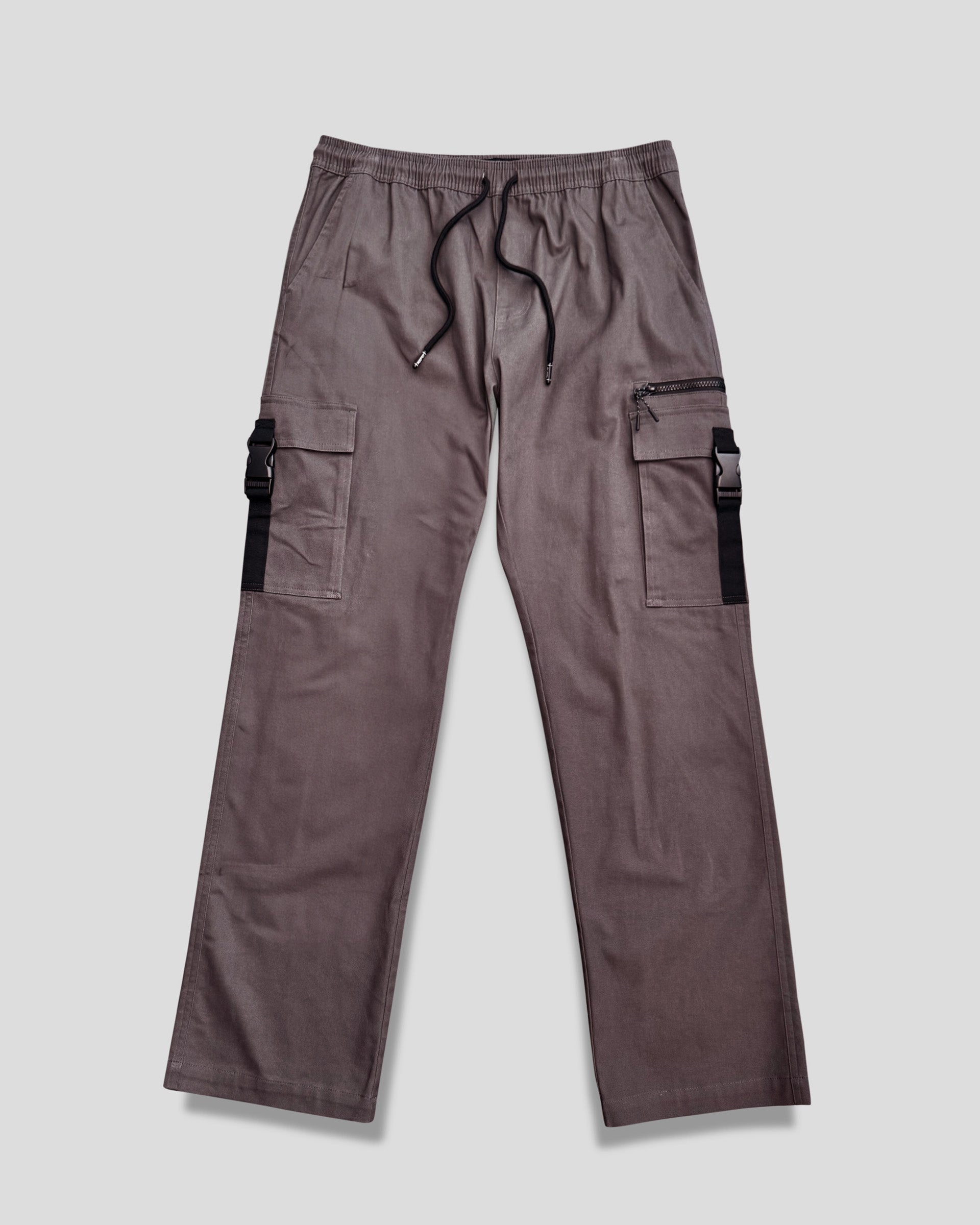 Men's stylish twill cargo pants with zip buckle pockets
#color_charcoal-grey