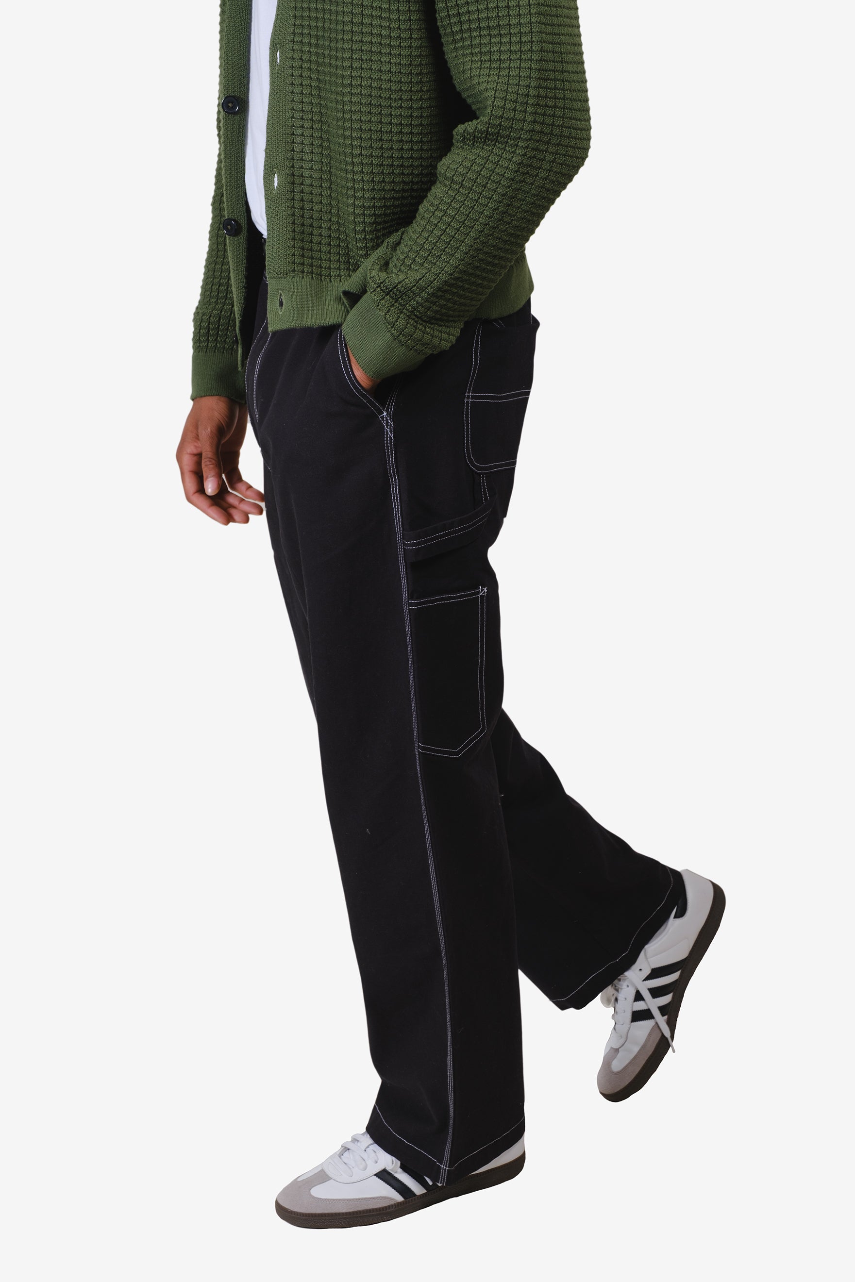 Back Elastic Waist Canvas Pant
