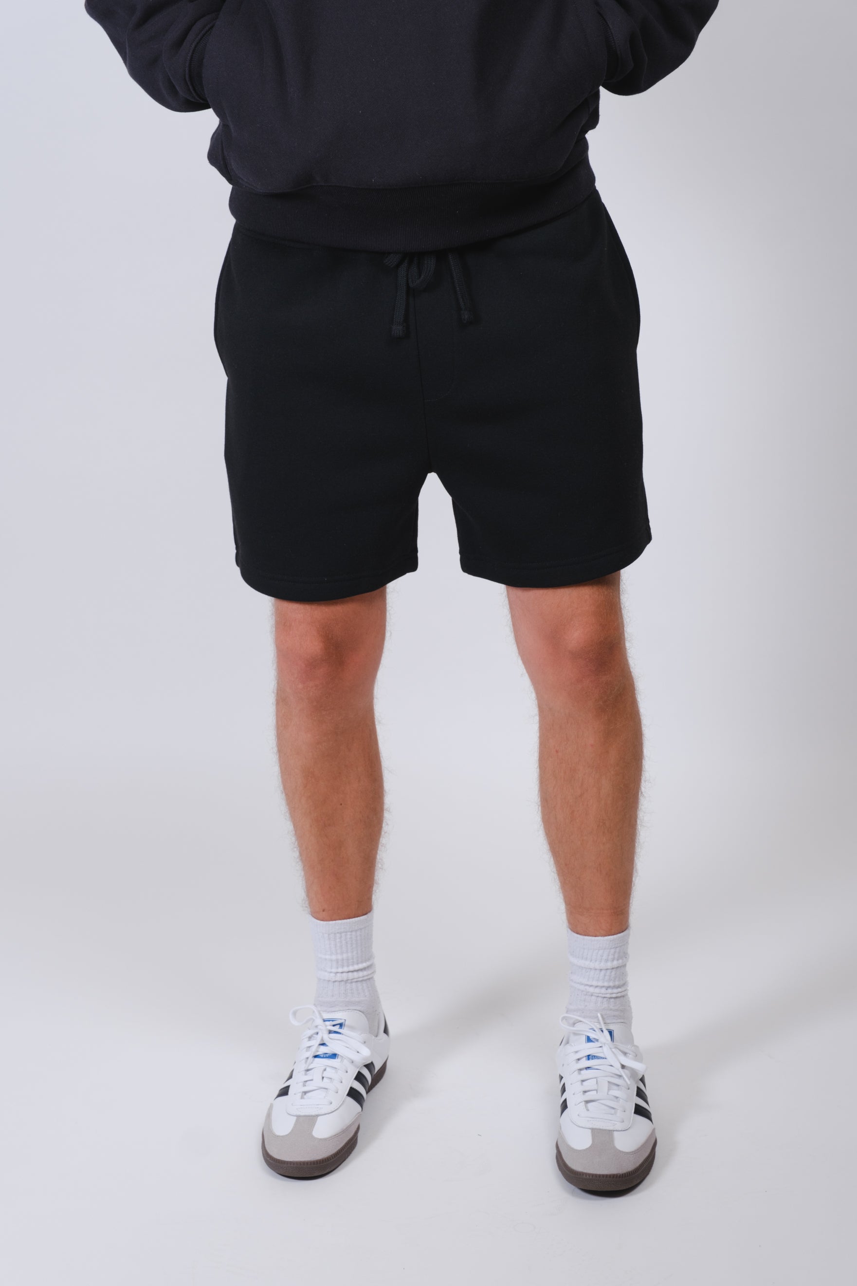 2 Pack Fleece Shorts by Brooklyn Cloth, featuring 5-inch inseam styles
#color_oatmeal/black