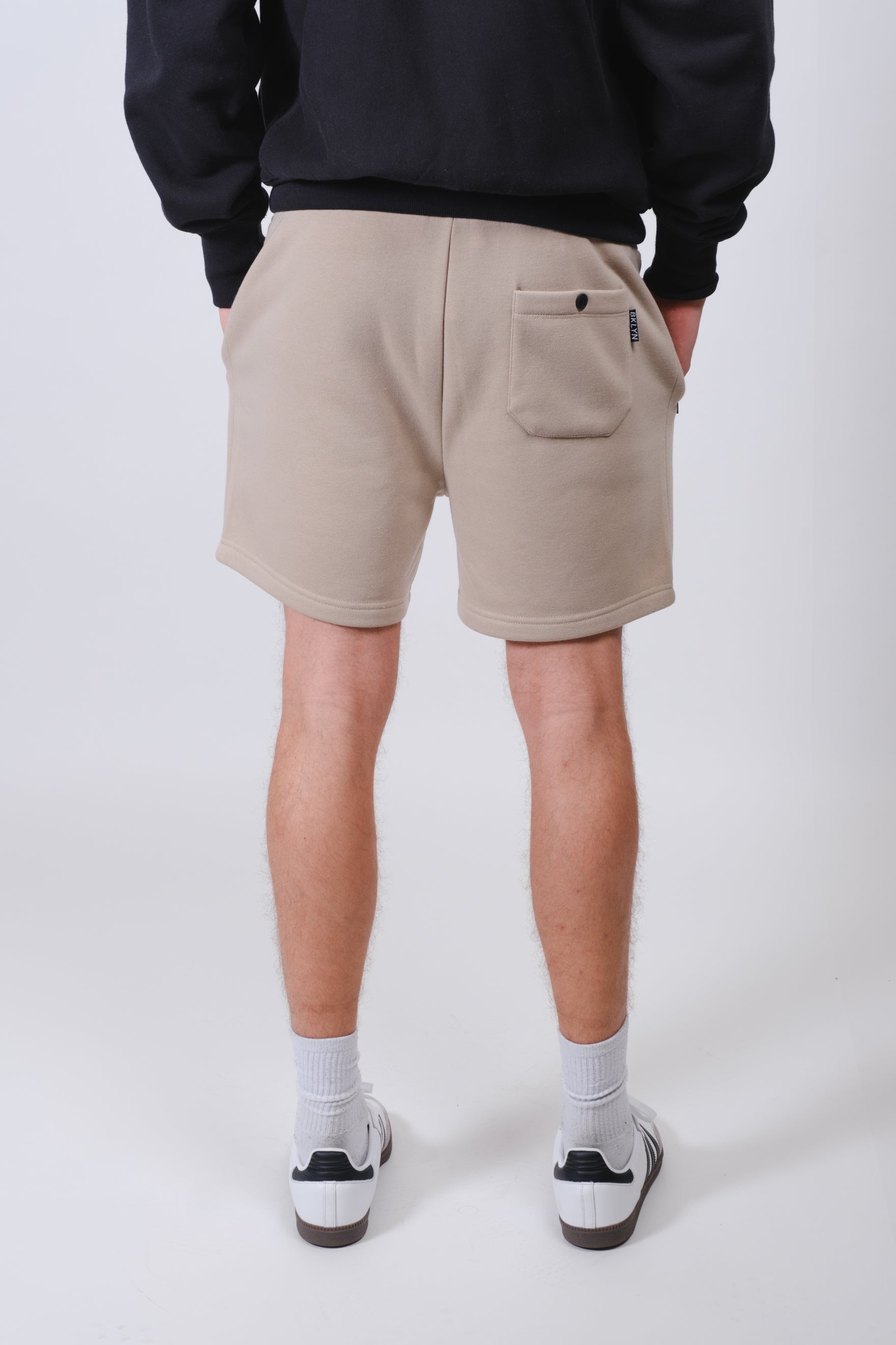 Men’s 2 Pack Fleece Shorts by Brooklyn Cloth with 5-inch inseam
#color_pumice-stone/charcoal