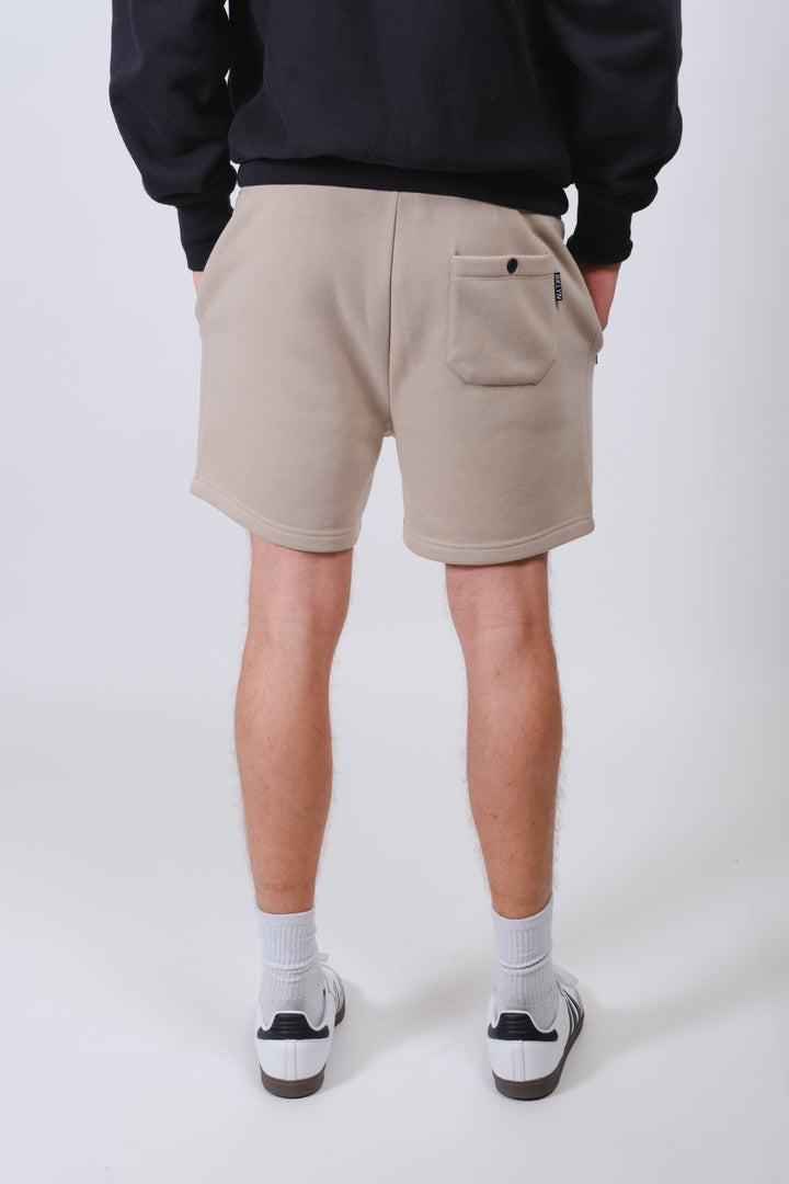 Relaxed-fit 2 Pack Fleece Shorts by Brooklyn Cloth with zip pocket
#color_pumice-stone/black