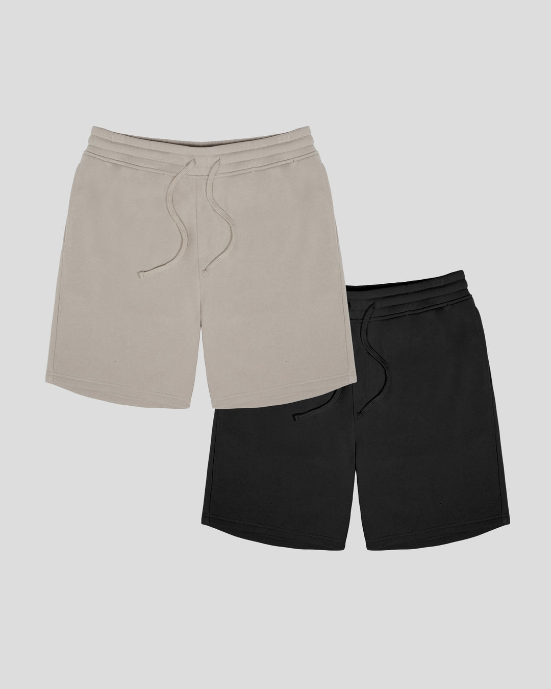 2 Pack 7" Fleece Shorts - Pumice Stone/Black