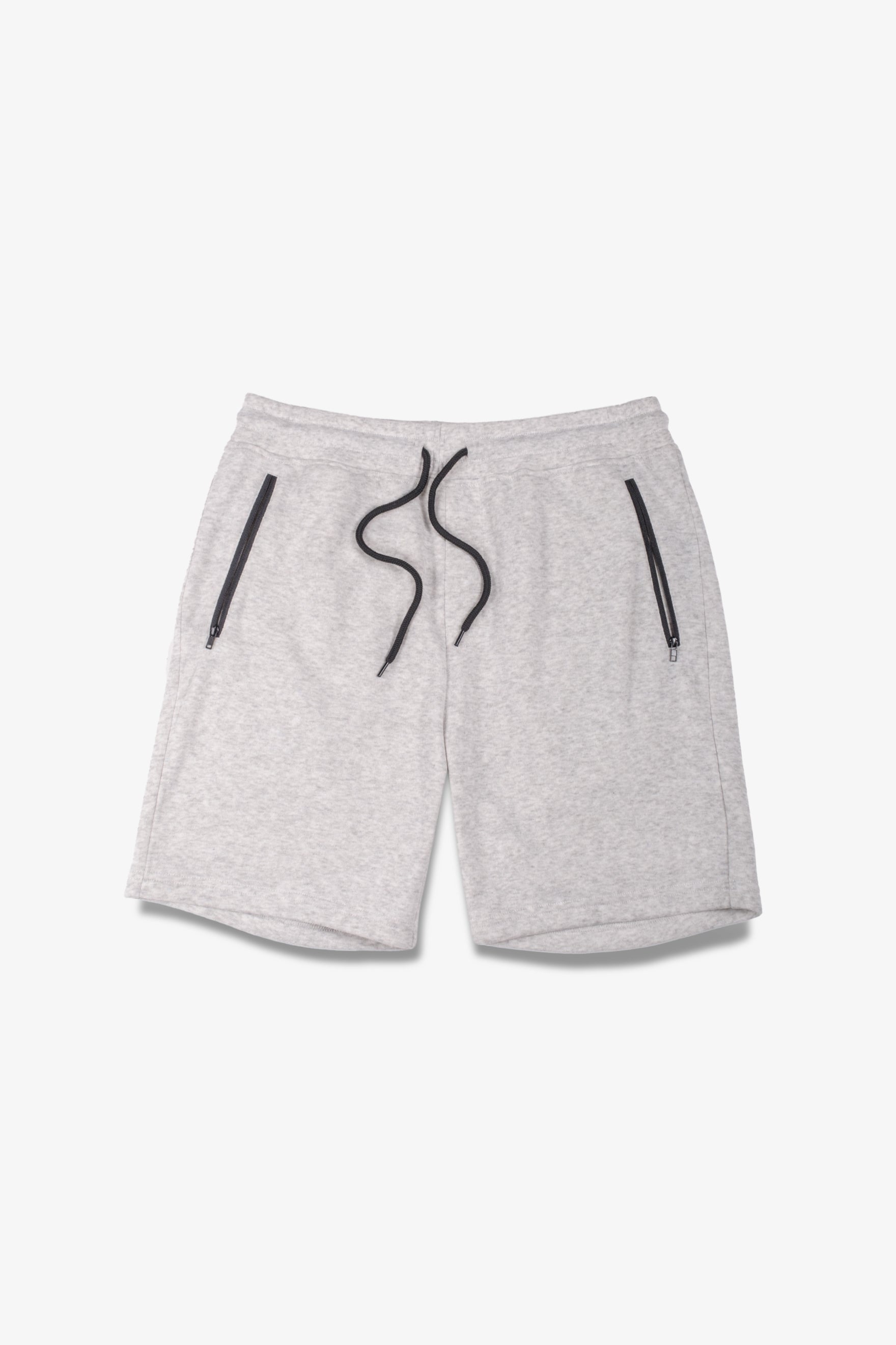 7 inch inseam fleece shorts for men featuring zip pocket and elastic waist
#color_oatmeal