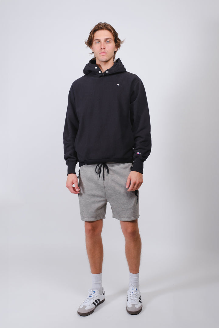 Stylish men's 5-inch inseam shorts with heat-sealed zip pocket
#color_dark-oatmeal