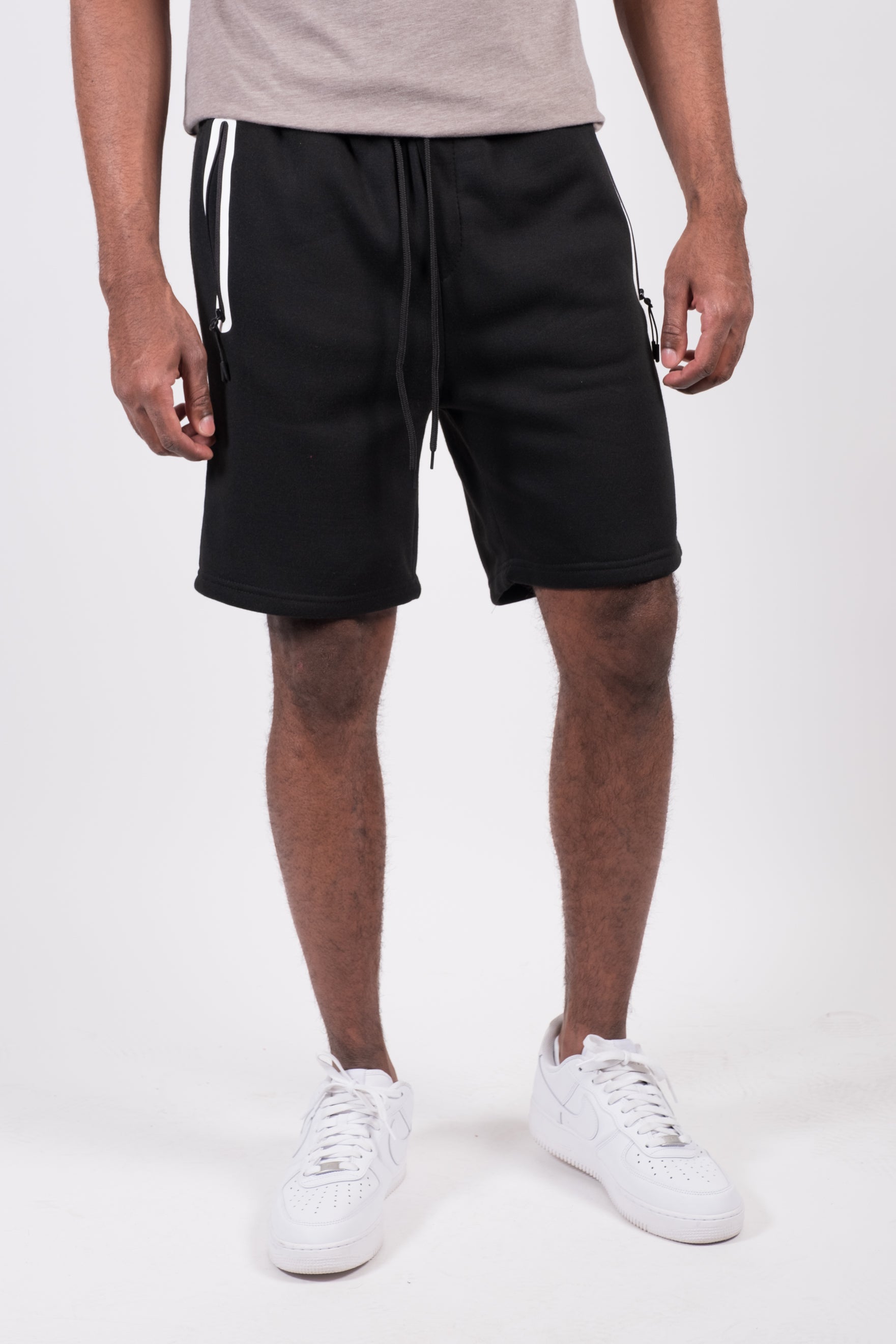 Brooklyn Cloth men's Heat Seal Zip Shorts with classic fit and style
#color_black and white