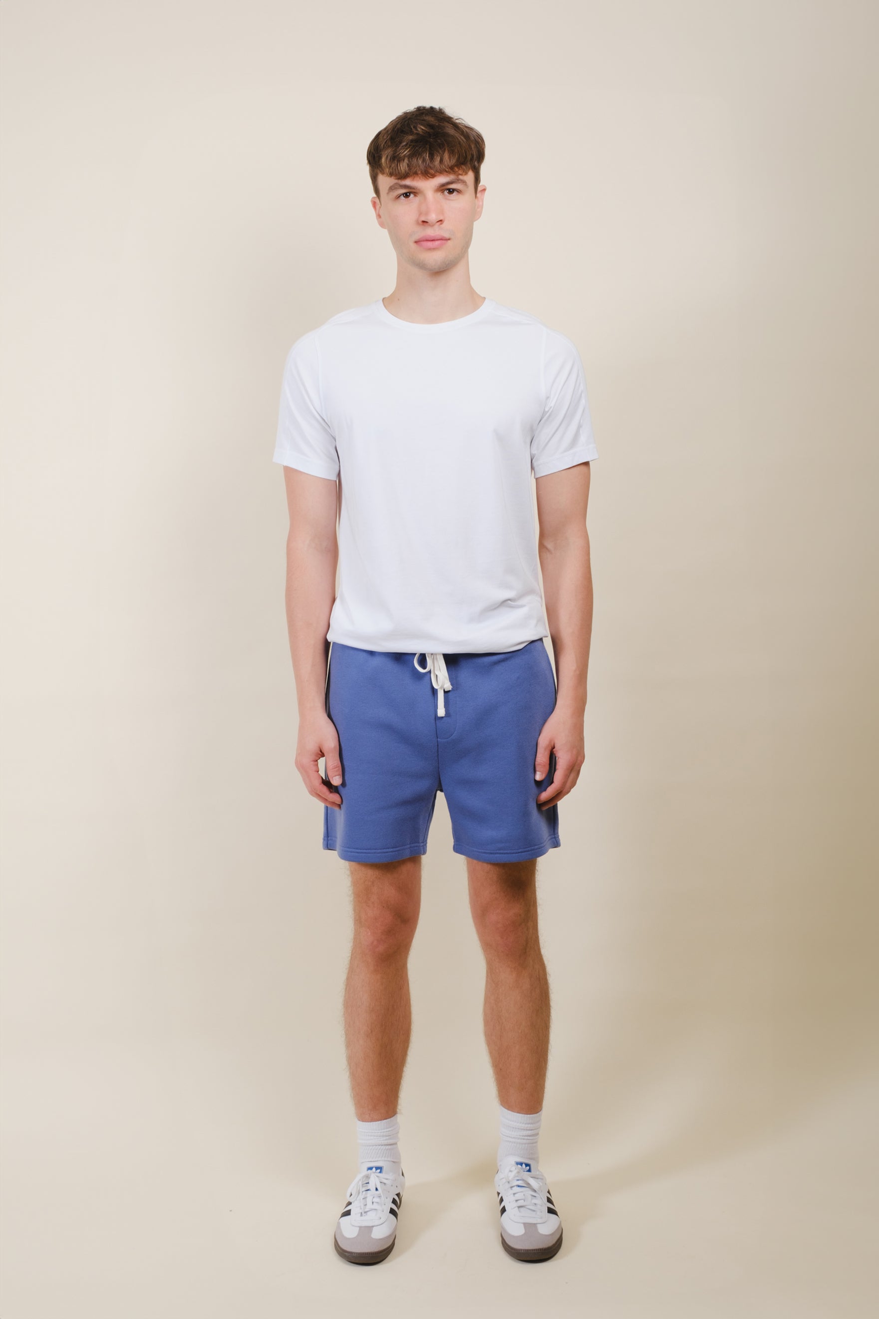 Stylish 5 inch fleece shorts for men with back pocket detail
#color_cobalt