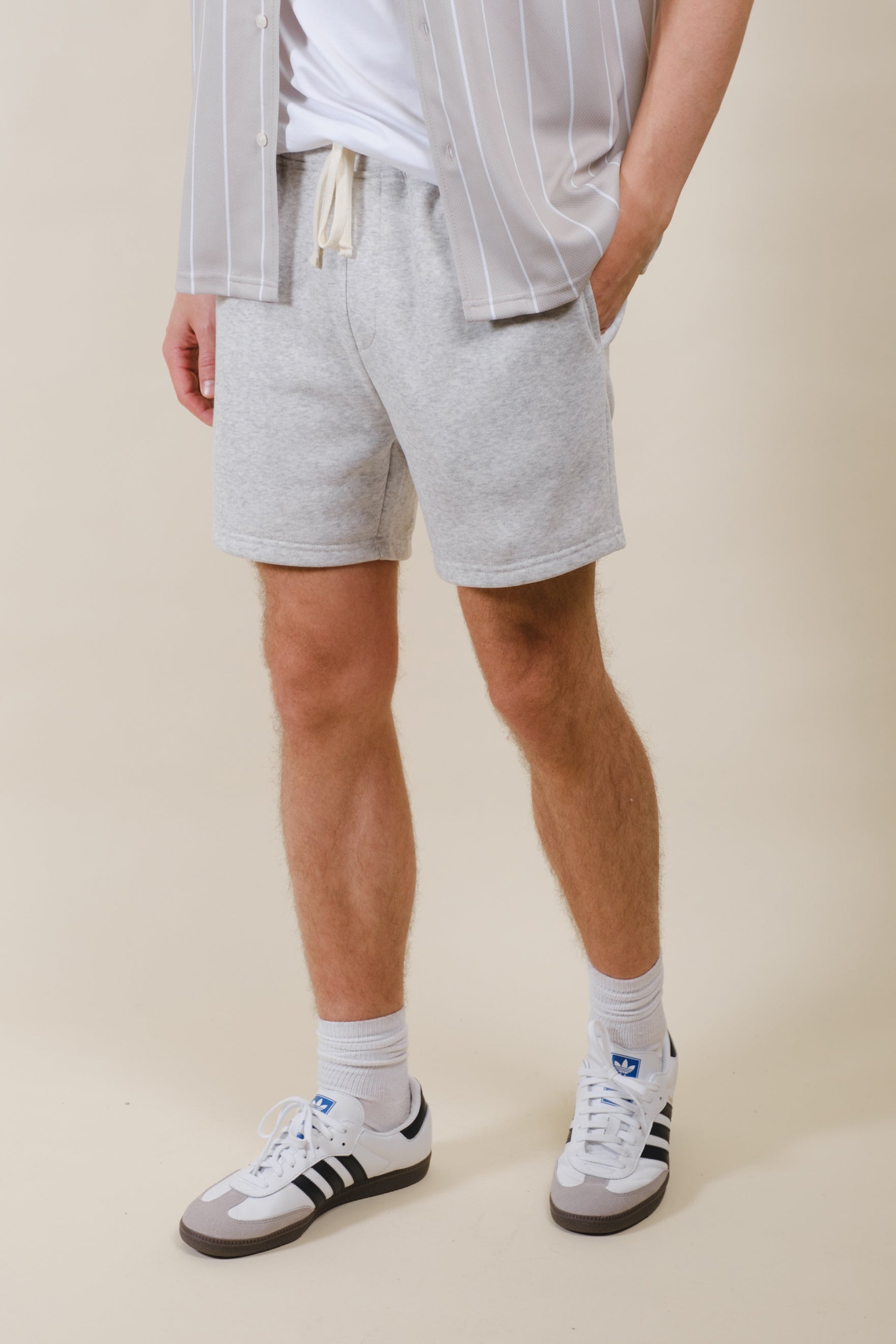 Men's 5-inch Core Fleece Shorts, perfect for casual wear
#color_oatmeal-heather
