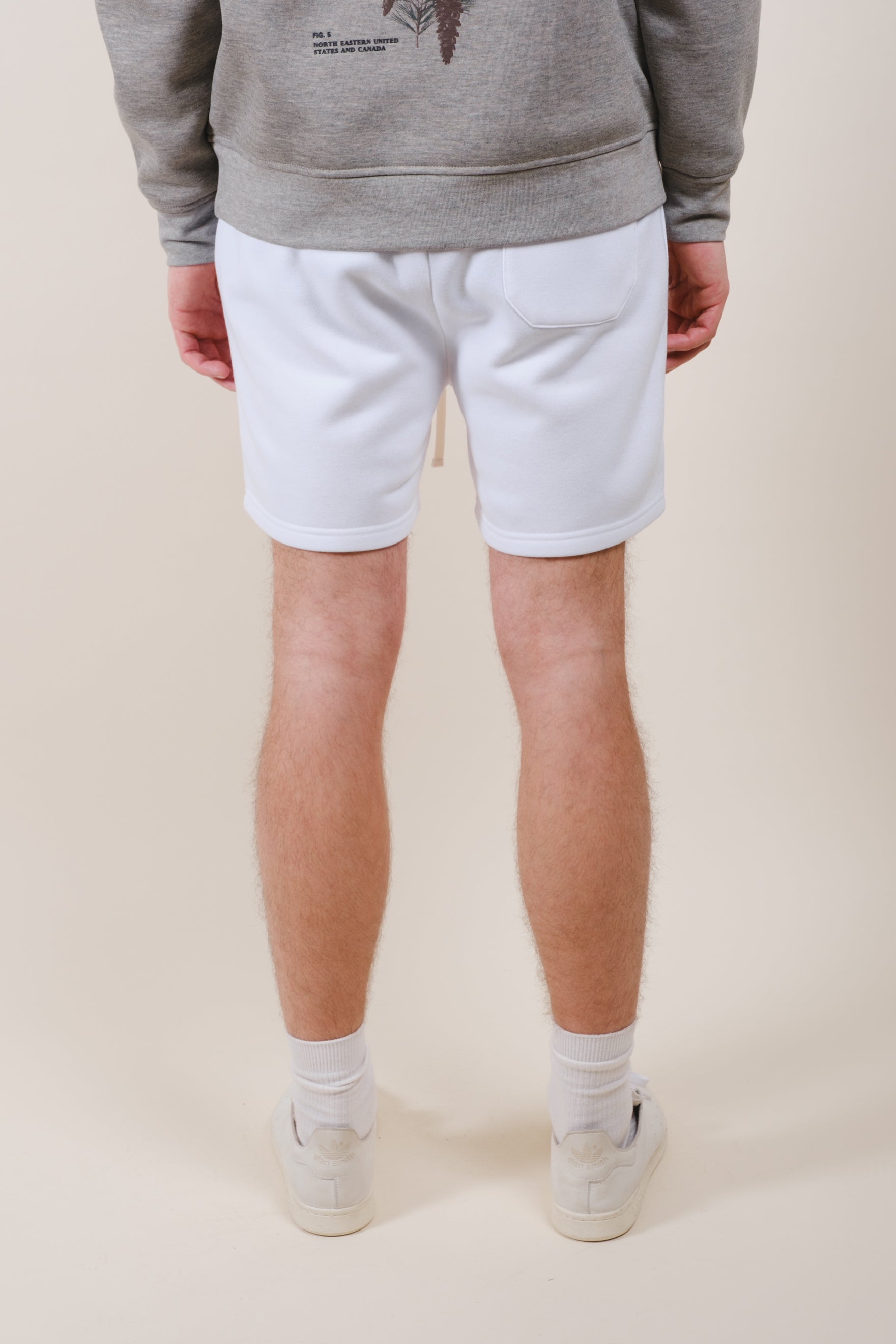 5 inch Core Fleece Shorts for men with a functional back pocket
#color_white