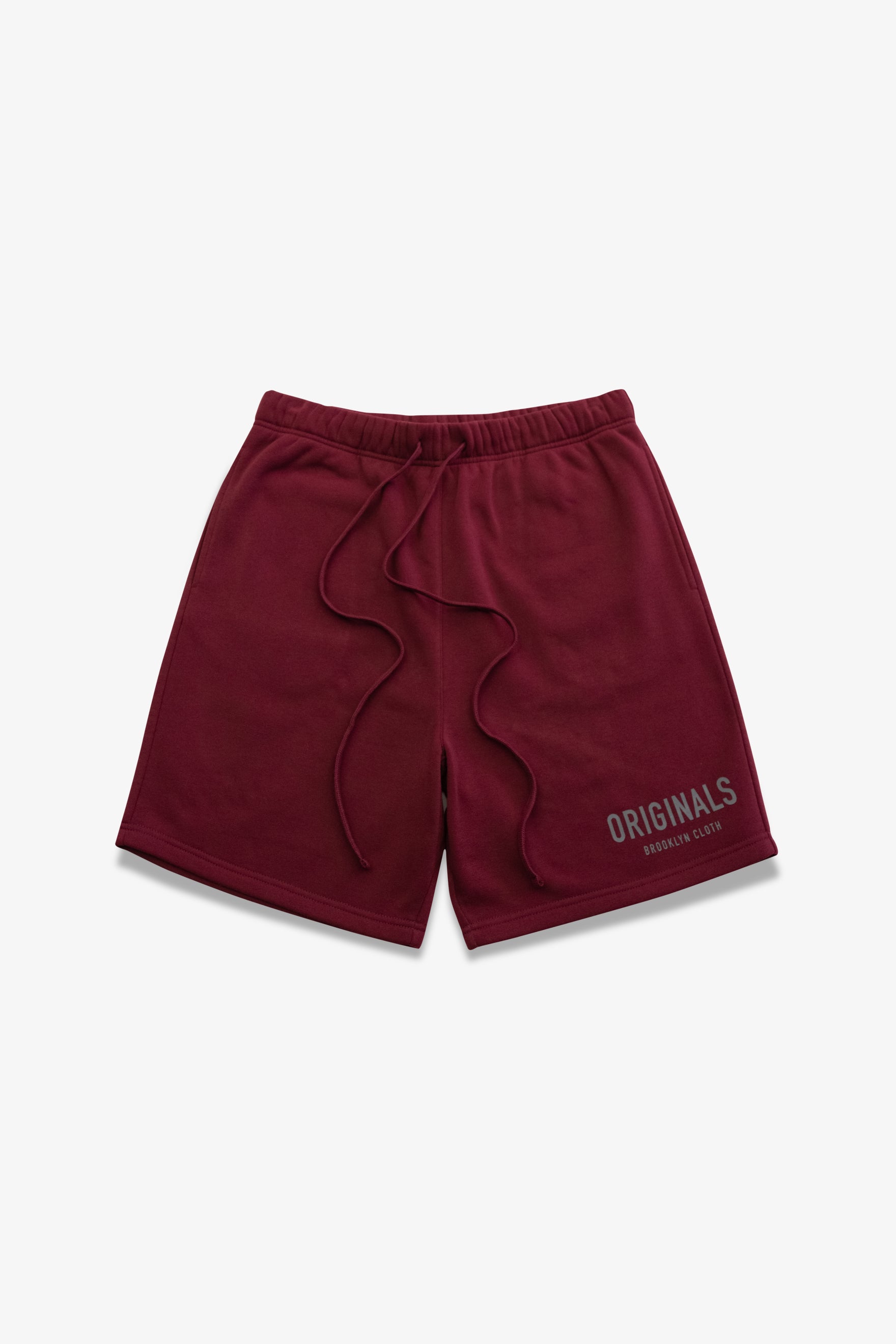 Men's Fleece Sweat Shorts Two Side Pockets Drawstring Solid Shorts Burgundy  Medium