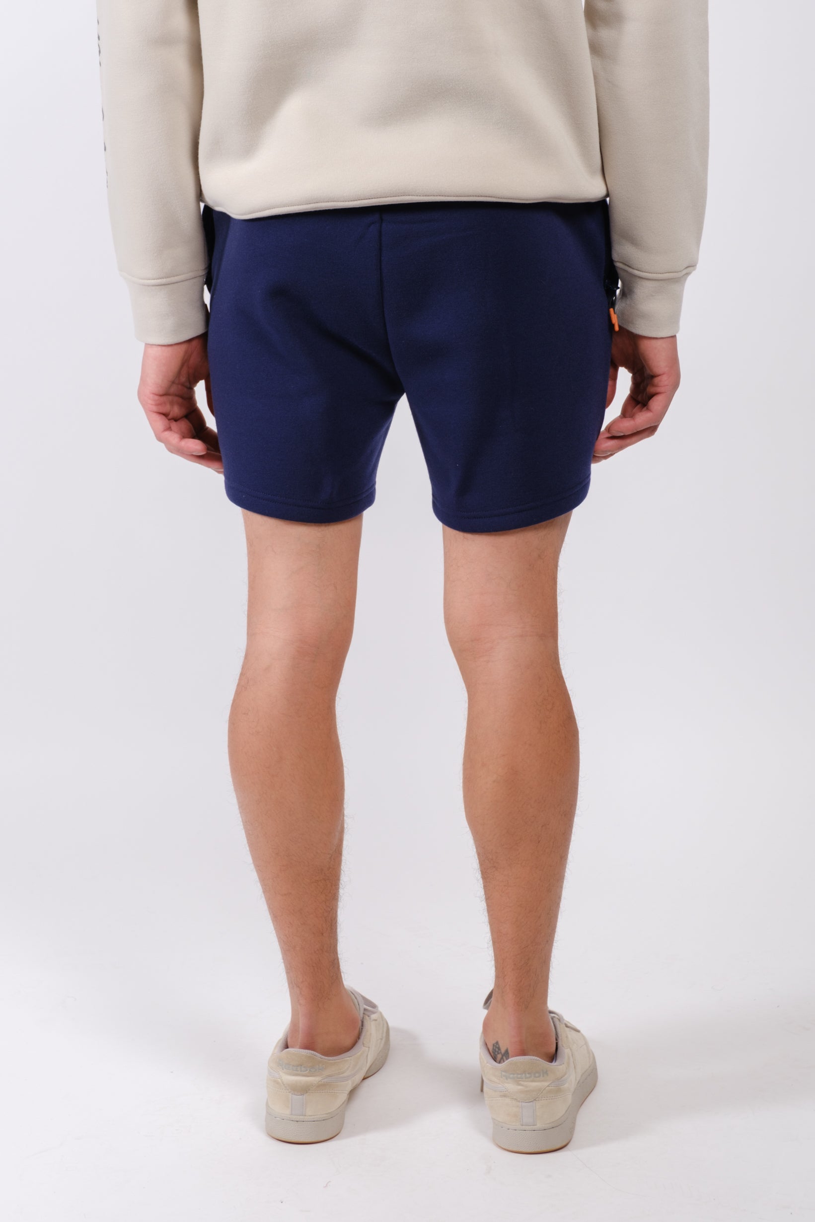 Brooklyn Cloth 5 inch inseam fleece short with zip pocket
#color_french navy