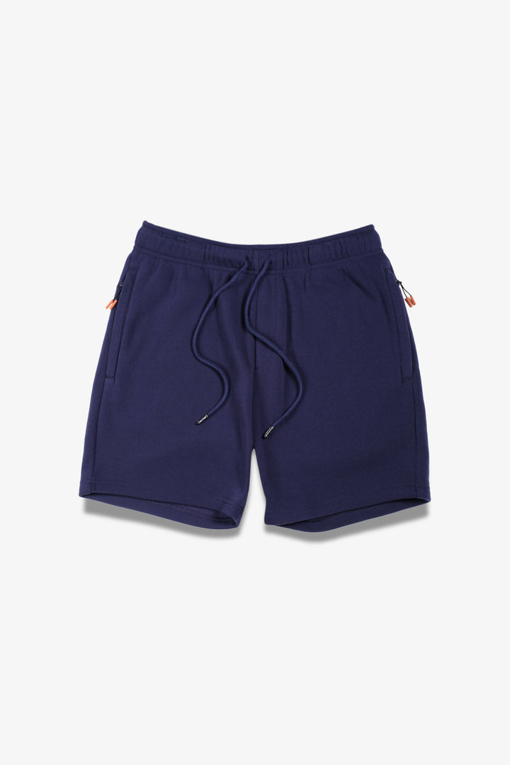 5-inch inseam fleece shorts with zip pocket by Brooklyn Cloth
#color_french-navy