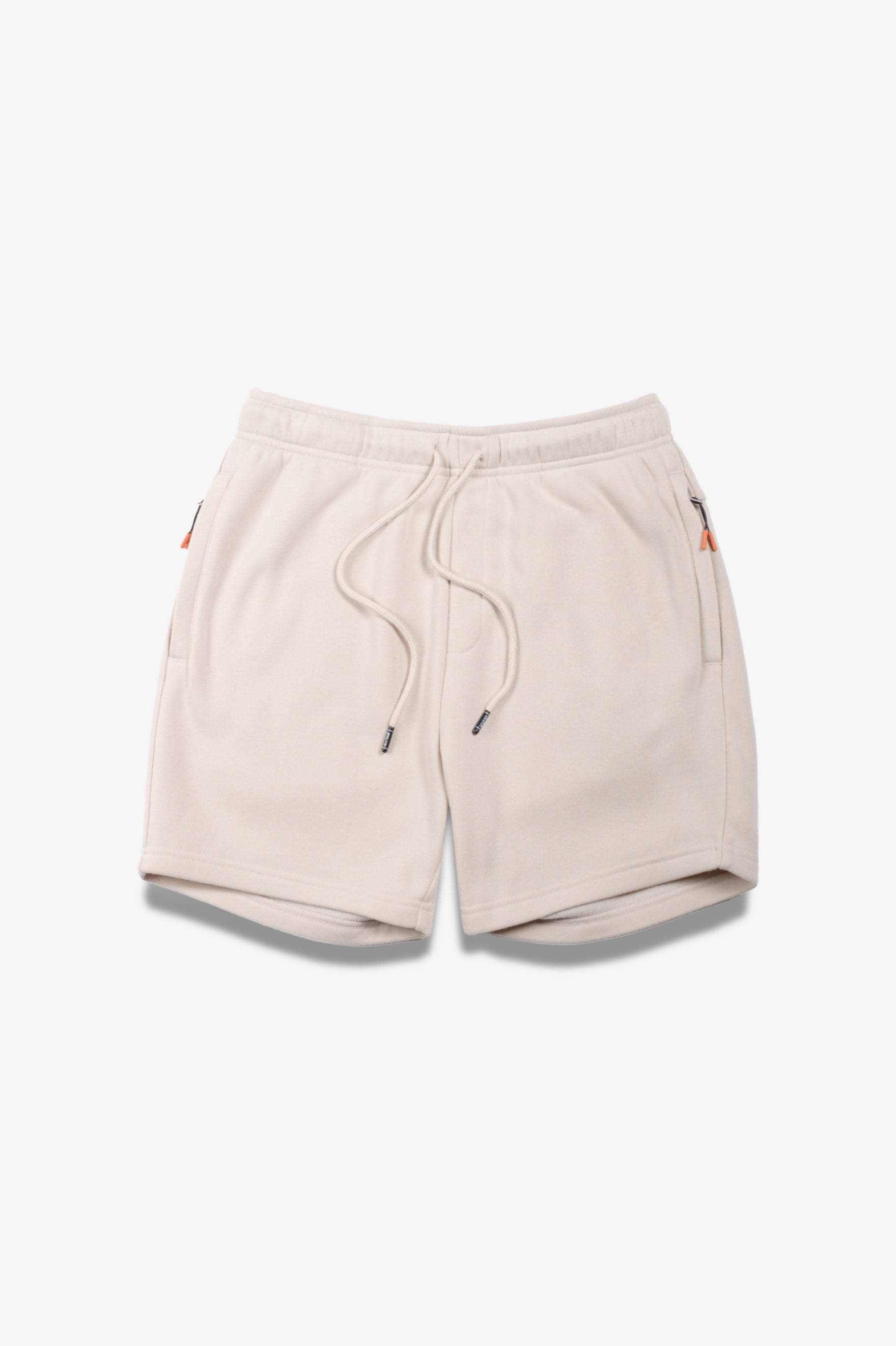 Brooklyn Cloth 5 inch inseam men’s fleece shorts with zip pocket detail
#color_sand