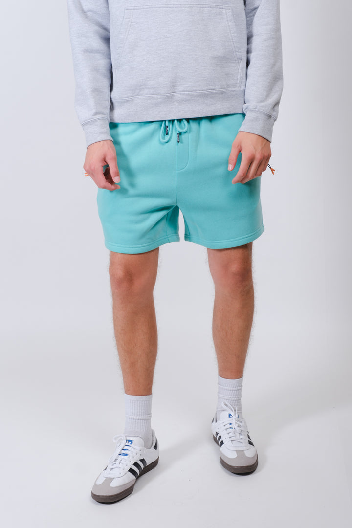 Brooklyn Cloth fleece shorts for men, with zip pocket and 5 inseam
#color_spearmint
