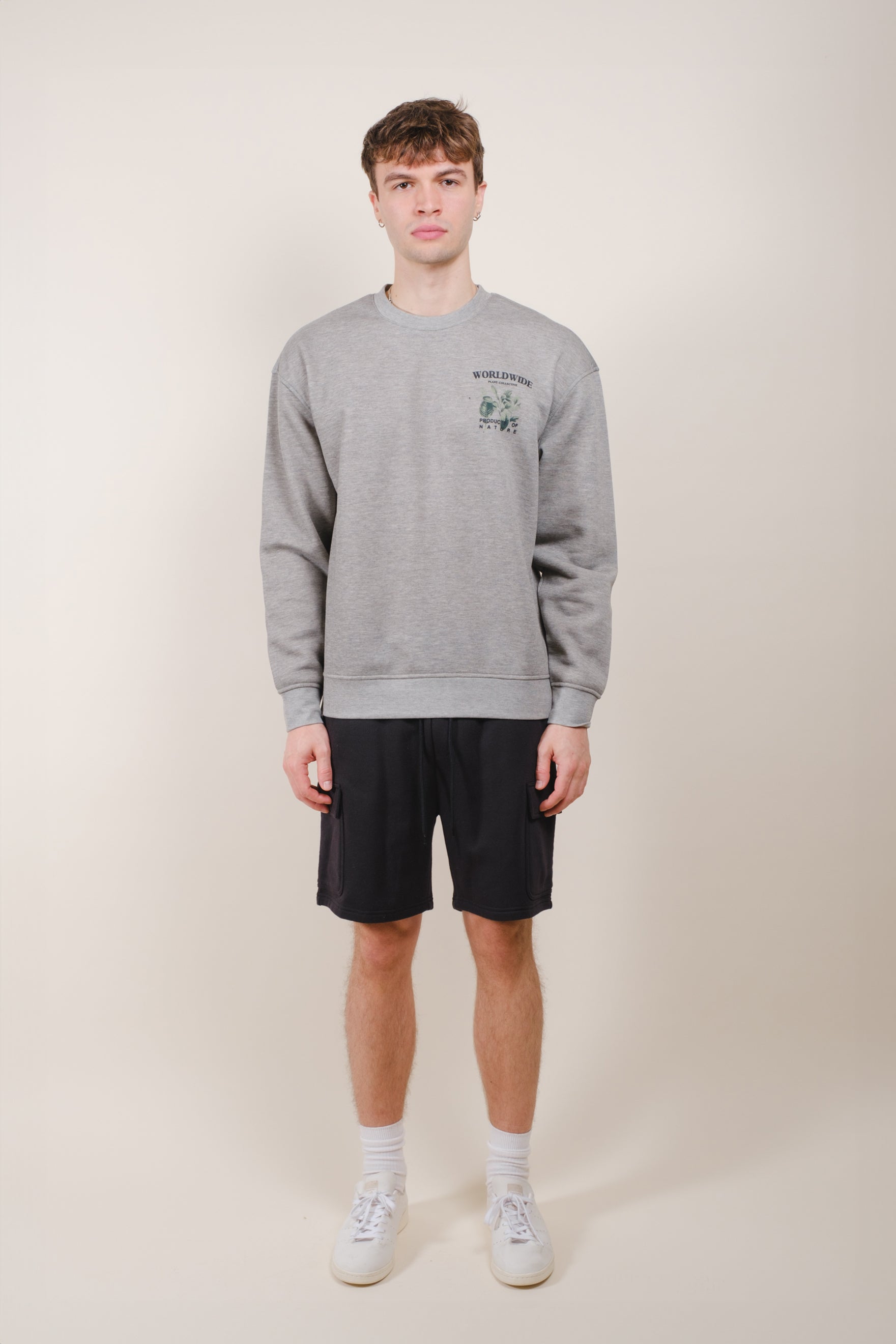 Men's 7 inch cargo shorts made with cozy fleece fabric
#color_black