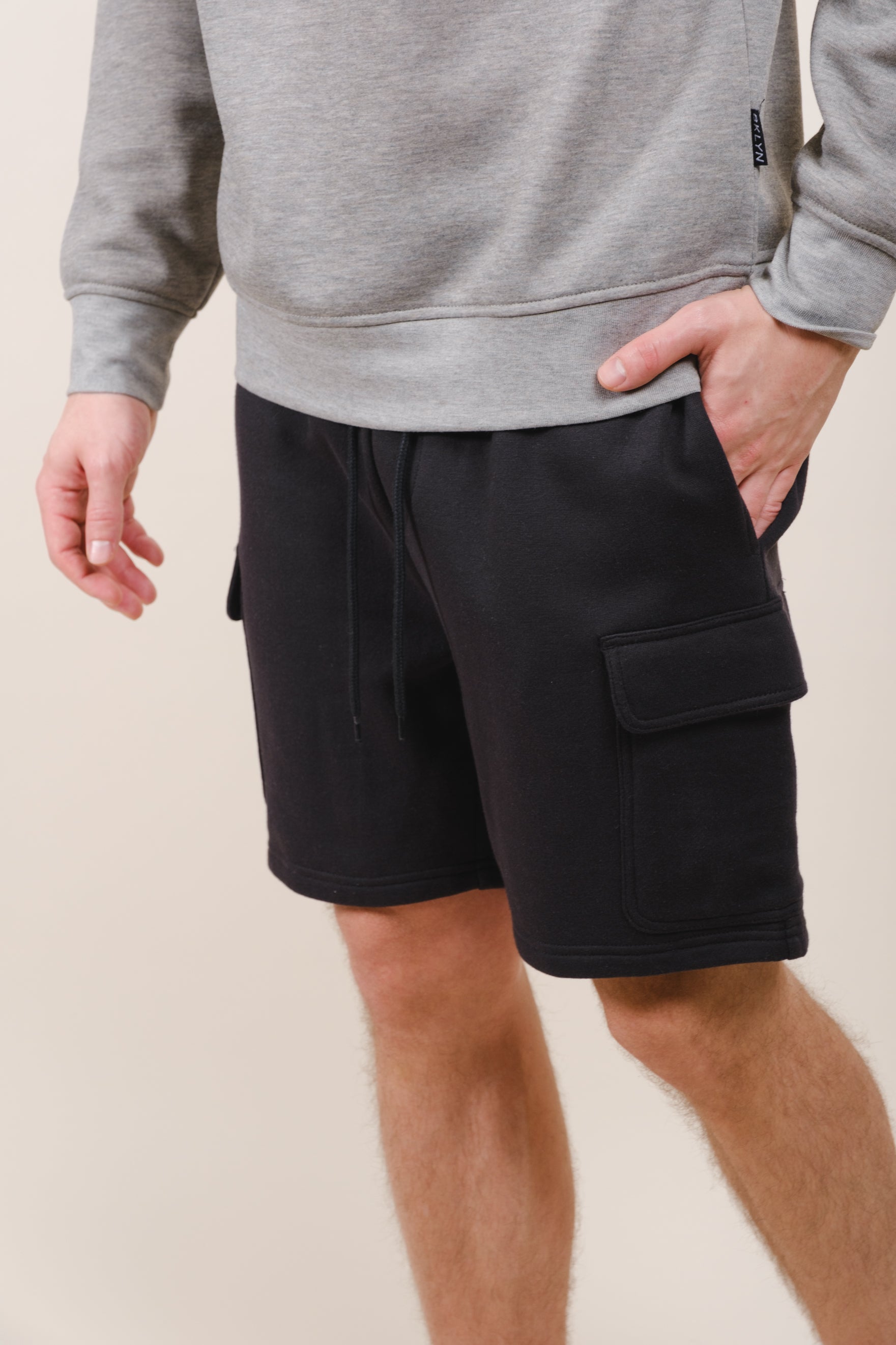 Brooklyn Cloth men's 7 inch Core Fleece Cargo Short with pockets
#color_black